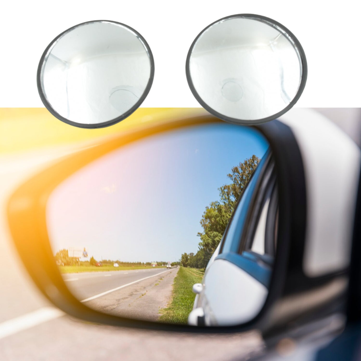 1517 Car Blind Spot Side Mirror Round HD Glass Blindspot Mirror Convex Rear View Mirror, Car Mirror Accessories Suitable All Cars, Frameless Design (2 Pcs Set )
