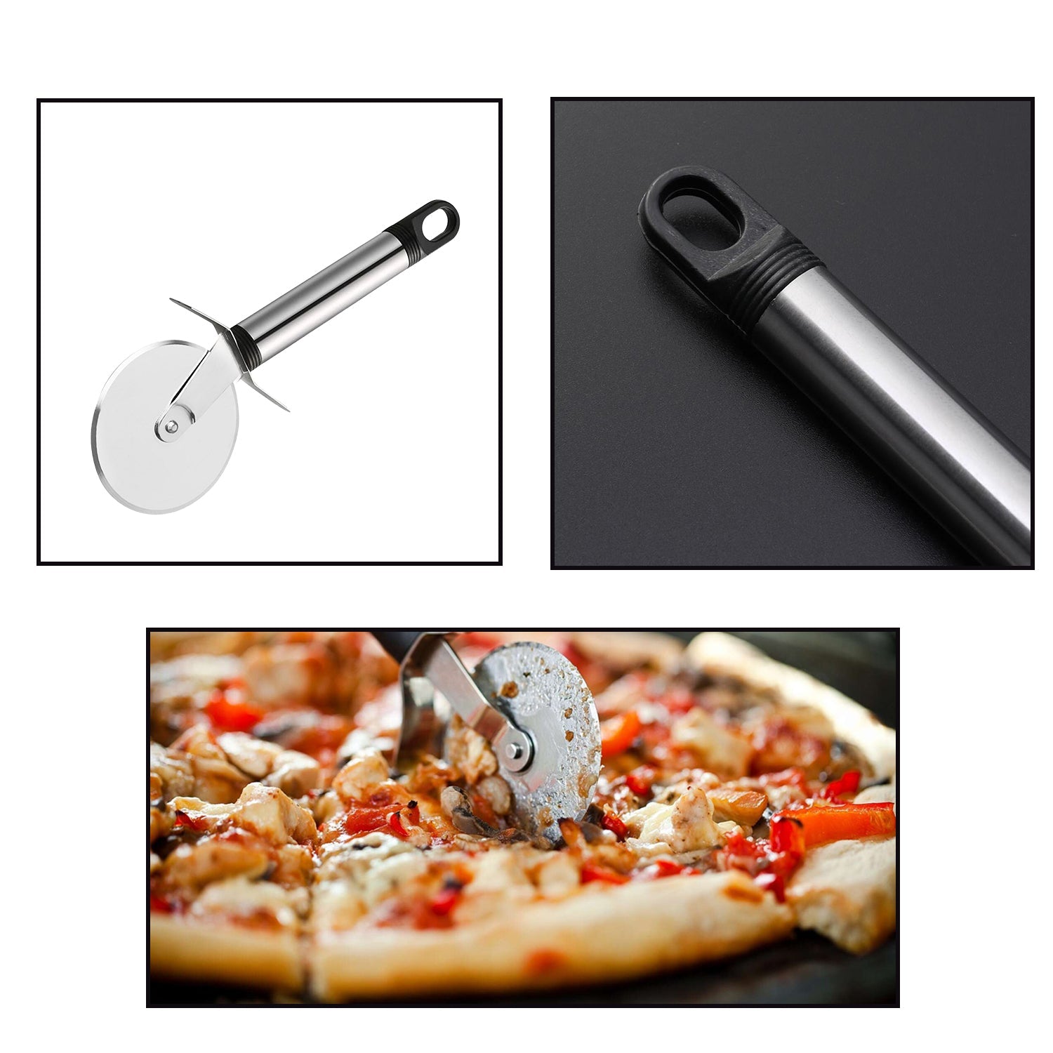 2732 Stainless Steel Pizza Cutter, Pastry Cake Slicer, Sharp, Wheel Type DeoDap
