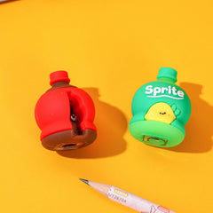 8829 2-in-1 3D Cold Drink Bottle Shape Rubber Pencil Sharpener and Eraser Set, Stationery for Kids School Boys Girls, Birthday Return Gifts (24 Pcs Set)