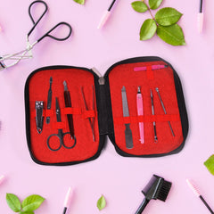 1268  Manicure Pedicure Kit Steel Kit Stainless Steel Manicure Kit Professional Grooming Care Tools For Men & Women Care (10 tool ) DeoDap