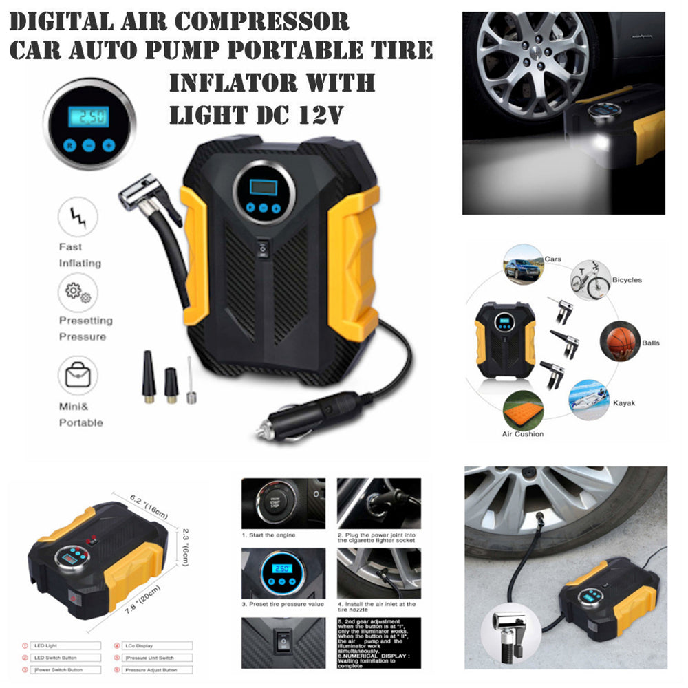 1618 Portable Electric Car Air Compressor Pump for Car and Bike Tyre DeoDap