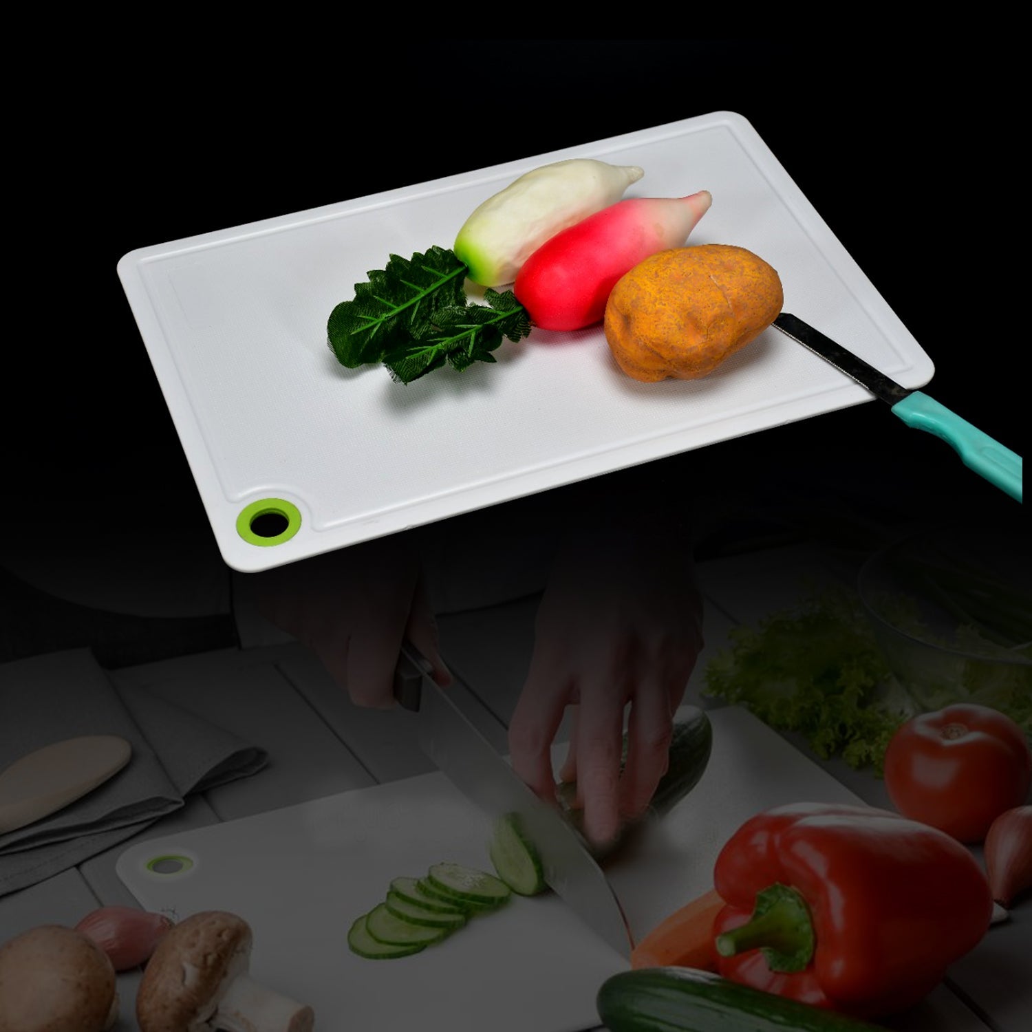 2316 Fruit & Vegetable Chopping Board Plastic Cutting Board For Kitchen DeoDap