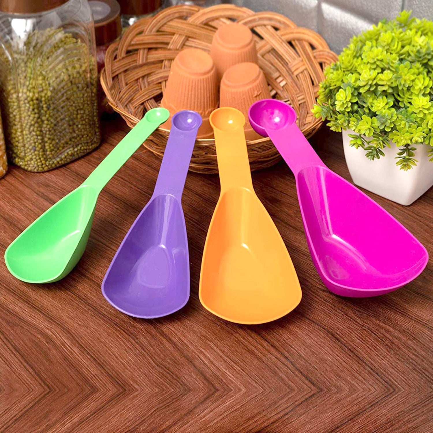 2420 Plastic Double Side Measuring Cups and Spoons for Kitchen (Pack of 4) DeoDap