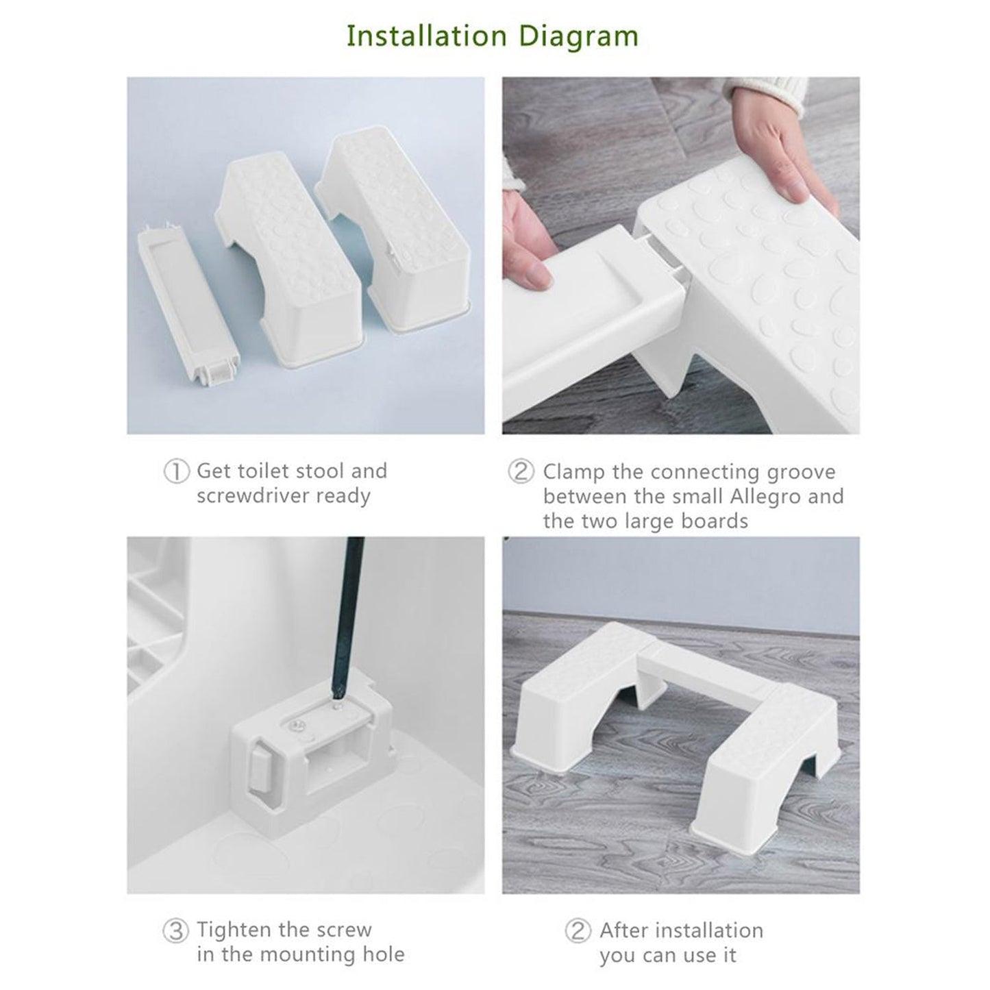 7680 Toilet Stool, Durable Foldable Stable Innovative Step Stool Plastic Anti Slip for Bathroom for Home DeoDap
