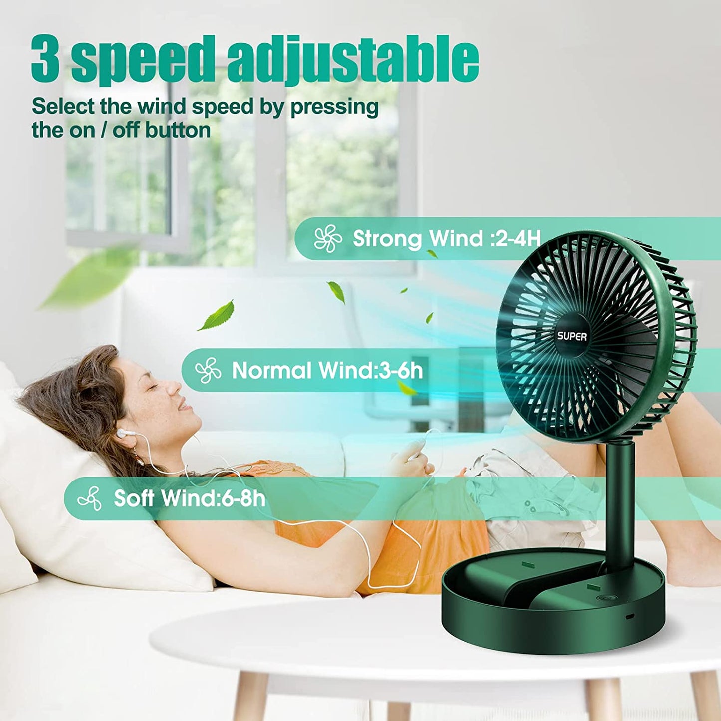 4613 Telescopic Electric Desktop Fan, Height Adjustable, Foldable & Portable for Travel/Carry | Silent Table Top Personal Fan for Bedside, Office Table DeoDap