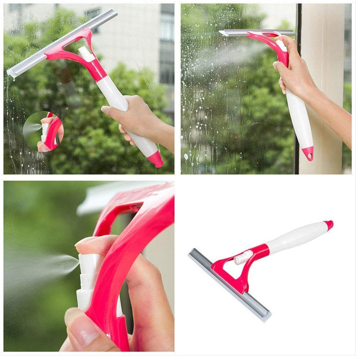 0620 Home Practical Washing brush Magic Spray type cleaning brush with Spray Bottle, glass wiper window clean shave glass sponge car window cleaning (1 Pc)
