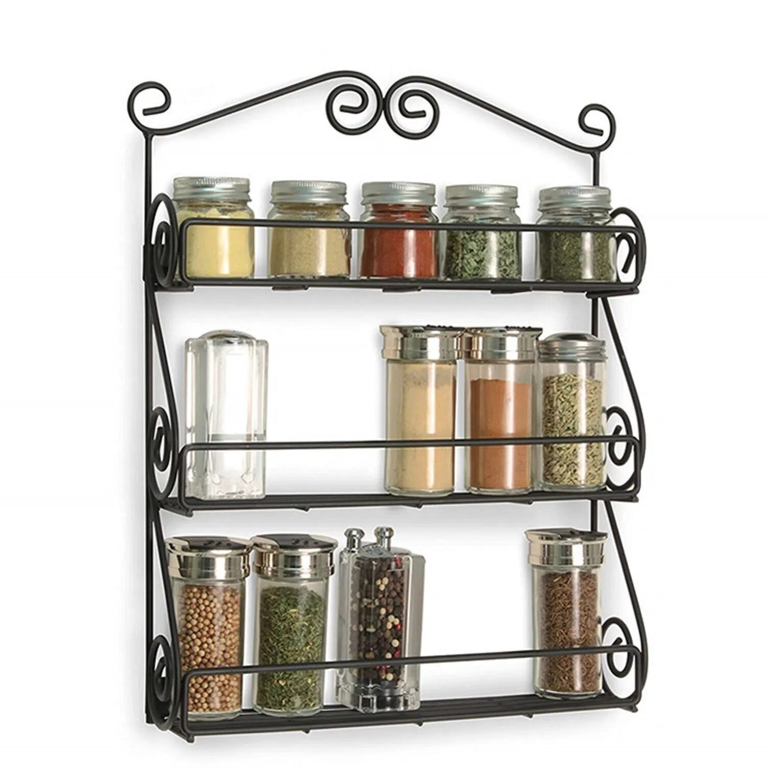 5857 Big Wall Mounted Iron Wall Shelf with 3 Storage Racks for Kitchen, Pantry, Cabinet, Counter top or Free Standing, Rack Holder for Kitchen