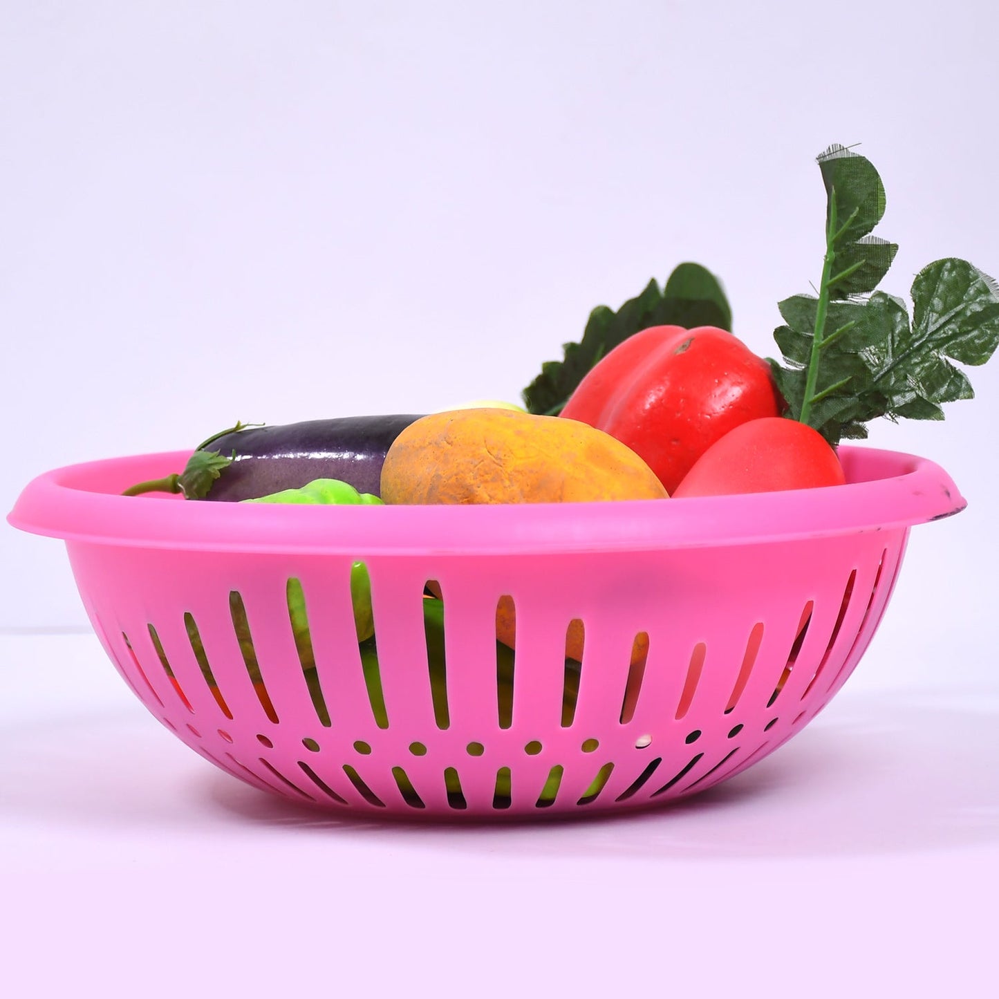 5245 Round Unbreakable Plastic Basket with Handle, Organizers & Storage Basket for Fish, Fruit, Vegetable, Multipurpose Use ( MOQ = 10 ) DeoDap