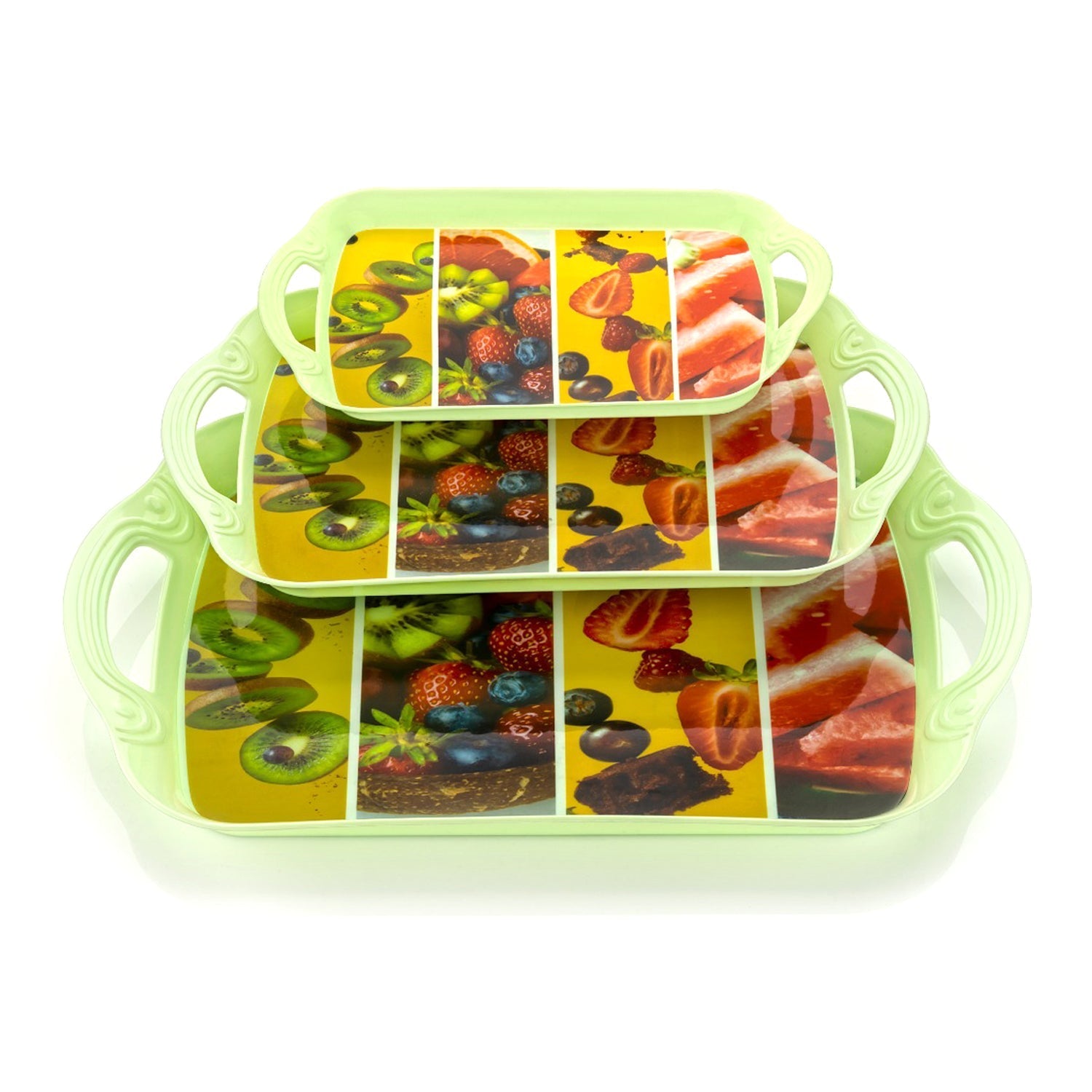 5211 Serving Tray Set 3 pcs  Different Size For Kitchen & Office Use DeoDap