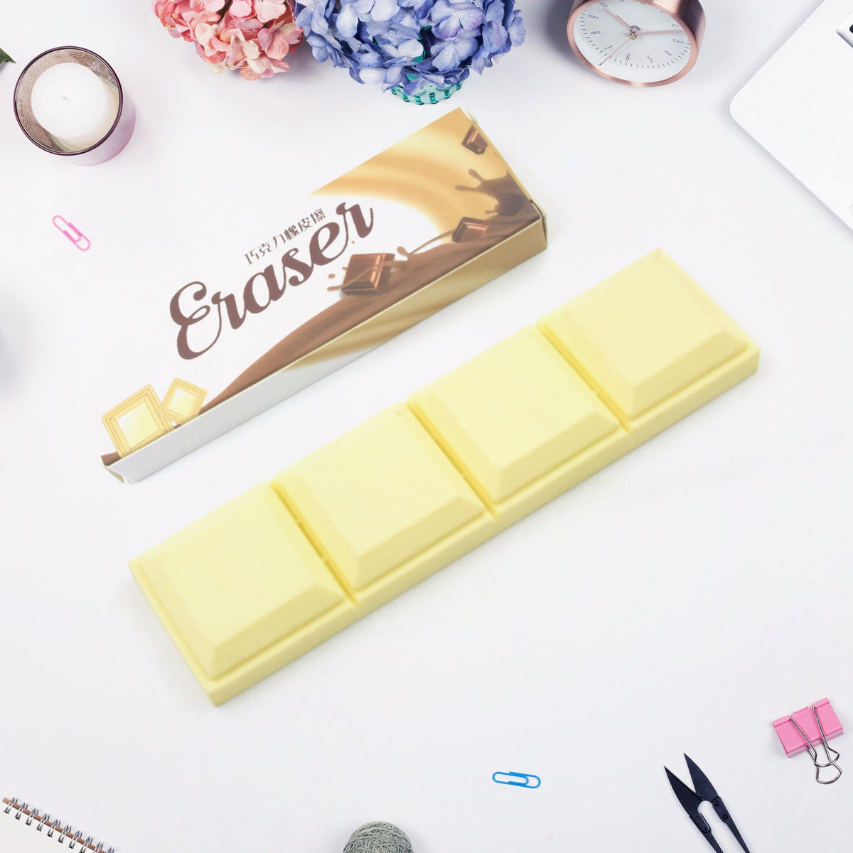 4168 3D Chocolate Shaped Erasers Soft Pencil Erasers Supplies for Office School Students Drawing Writing Classroom Rewards for Return Gift, Birthday Party, School Prize (1 Pc 4 grid)