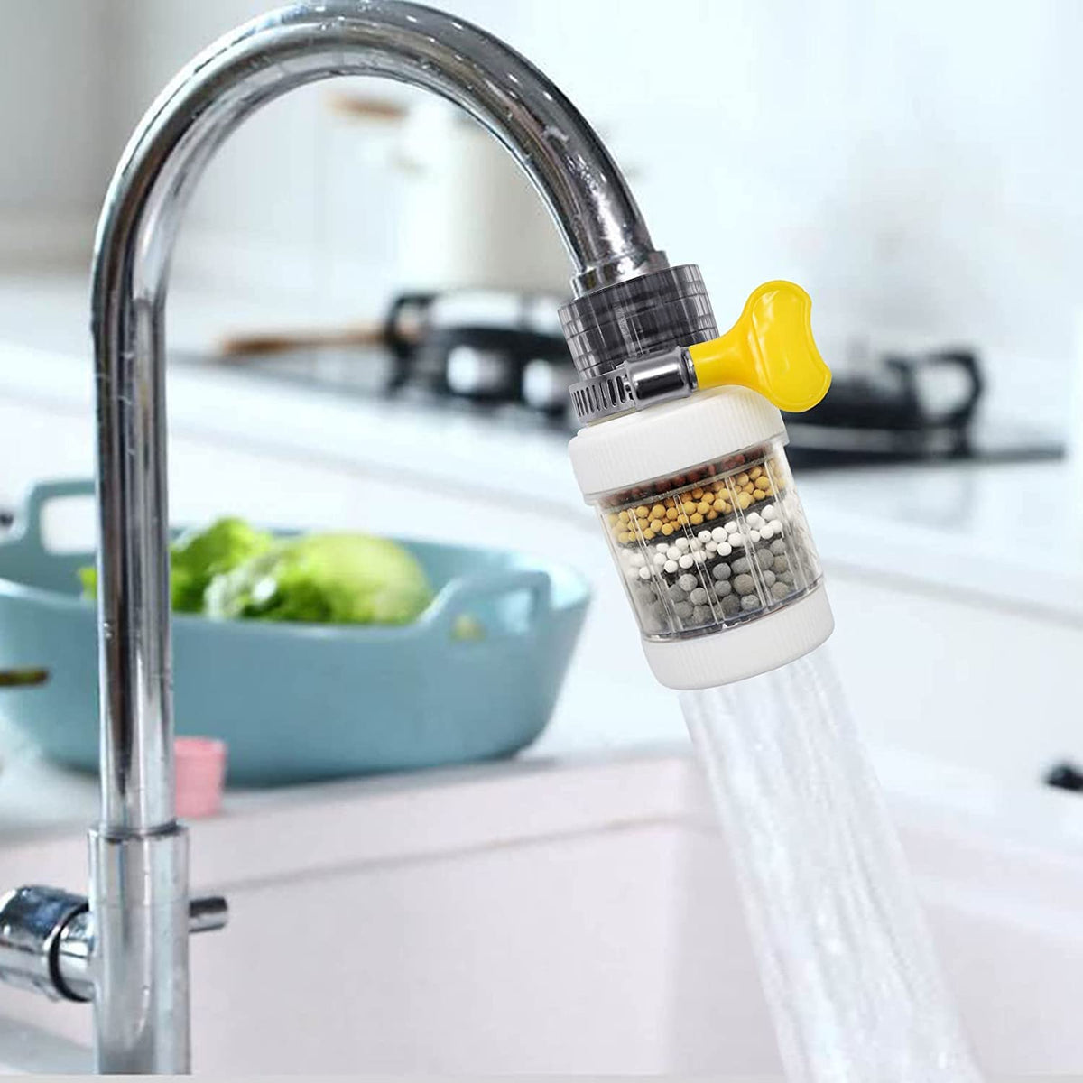 1521 Faucet Water Filter Tap Purifier for Kitchen Sink, Kitchen Tap Activated Carbon Filtration Clean Purifier 4 Layer Filter for Bathroom Home, DeoDap
