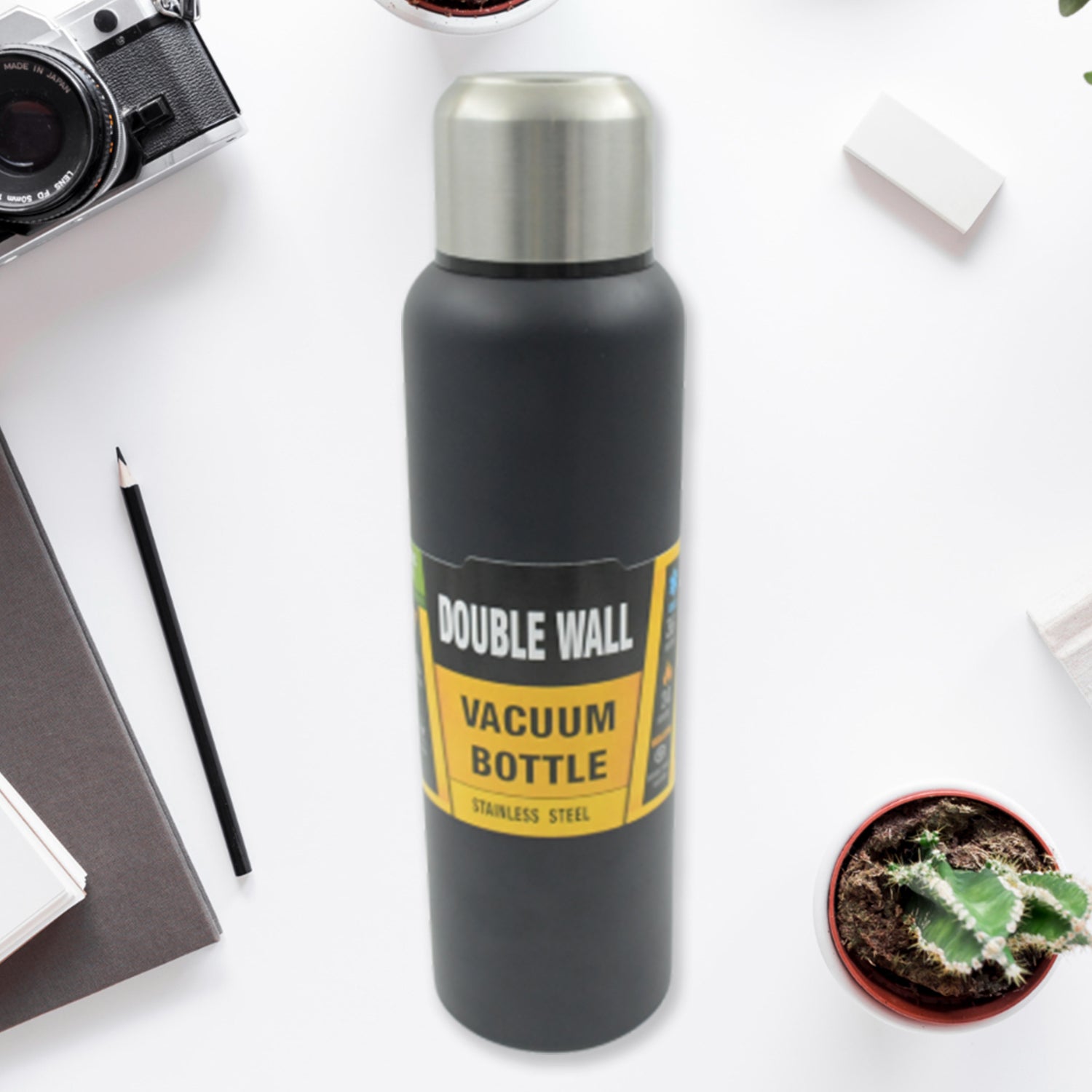 0334 304 Stainless Steel Vacuum Flask Water Bottle, Double Wall, Fridge Water Bottle, Leak Proof, Rust Proof, Hot & Cold Drinks, Gym BPA Free Camping for Sports, Outdoors Travel Home, For office/Gym/School (1500 ML)