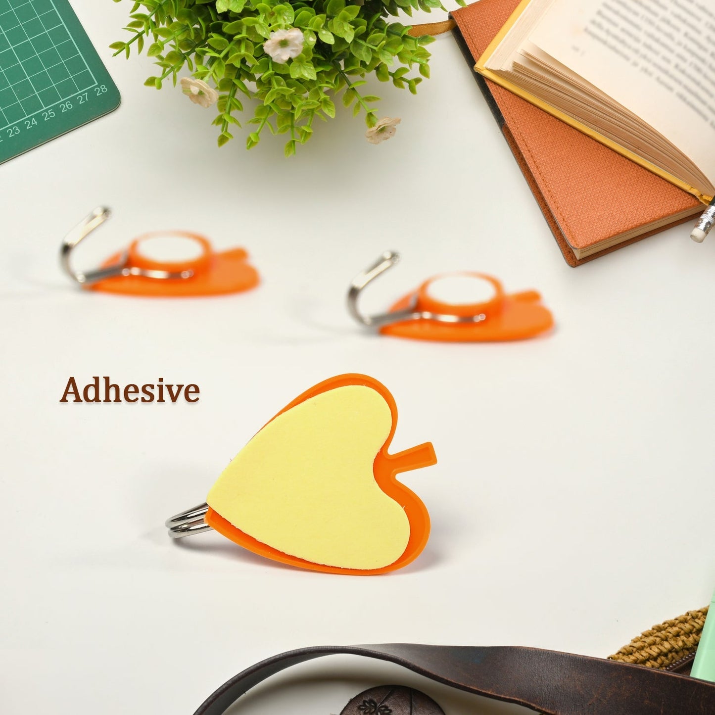 4500 Leaf Shap Hook Strong Adhesive Hook Use For Home Decor , Office & Multi Use Hook ( 1 Pkt ) DeoDap