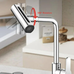 7575 Multifunction Shower Waterfall Kitchen Faucet, 360° Rotation Waterfall Kitchen Faucet, Touch Kitchen Faucet, Faucet Extender for Kitchen Sink, Swivel Waterfall Kitchen Faucet for Washing Vegetable Fruit (4 In 1 )