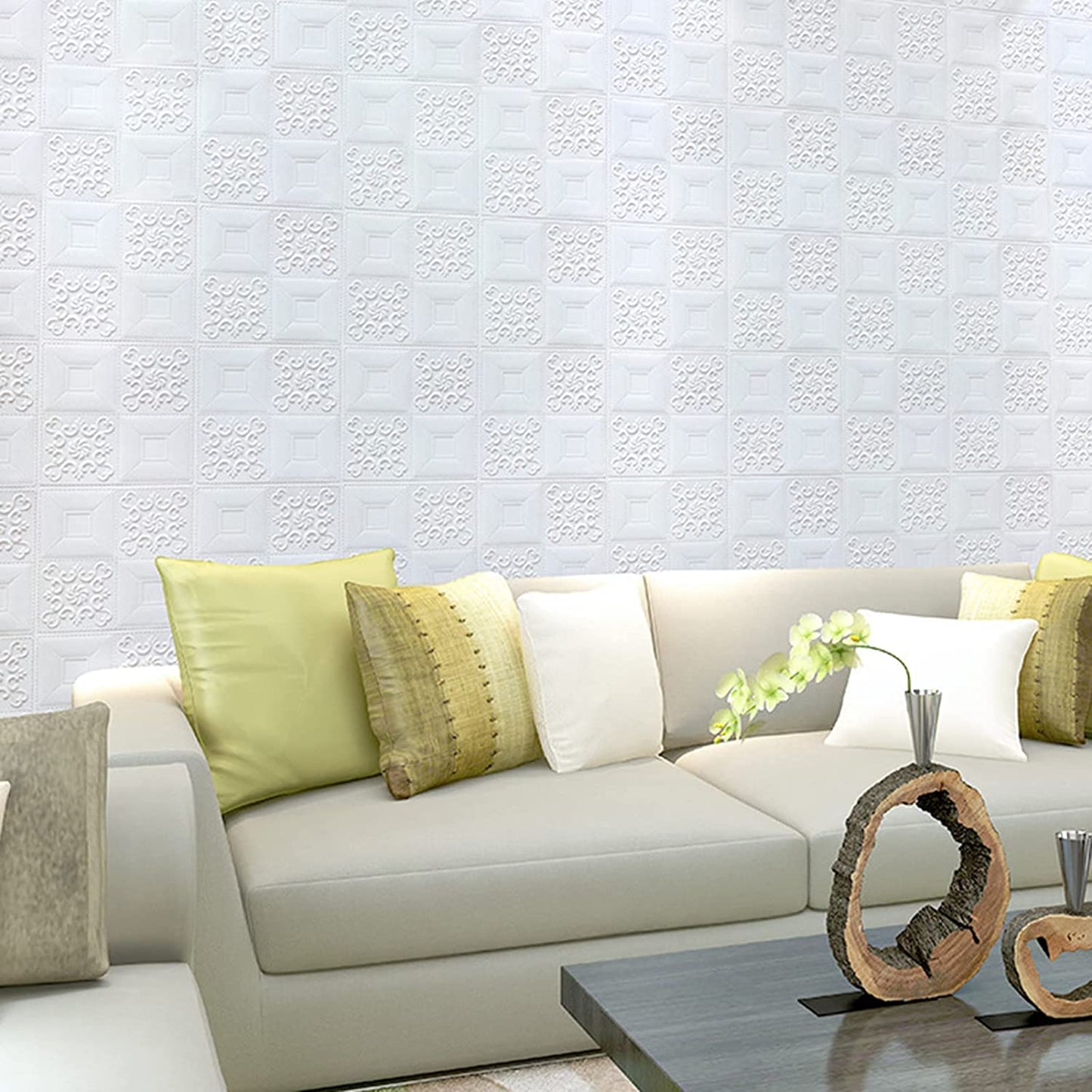 9277 Stone Design Wallpaper 3D Foam Wallpaper Sticker Panels I Ceiling Wallpaper For Living Room Bedroom I Furniture, Door I Foam Tiles (Blue Color) DeoDap