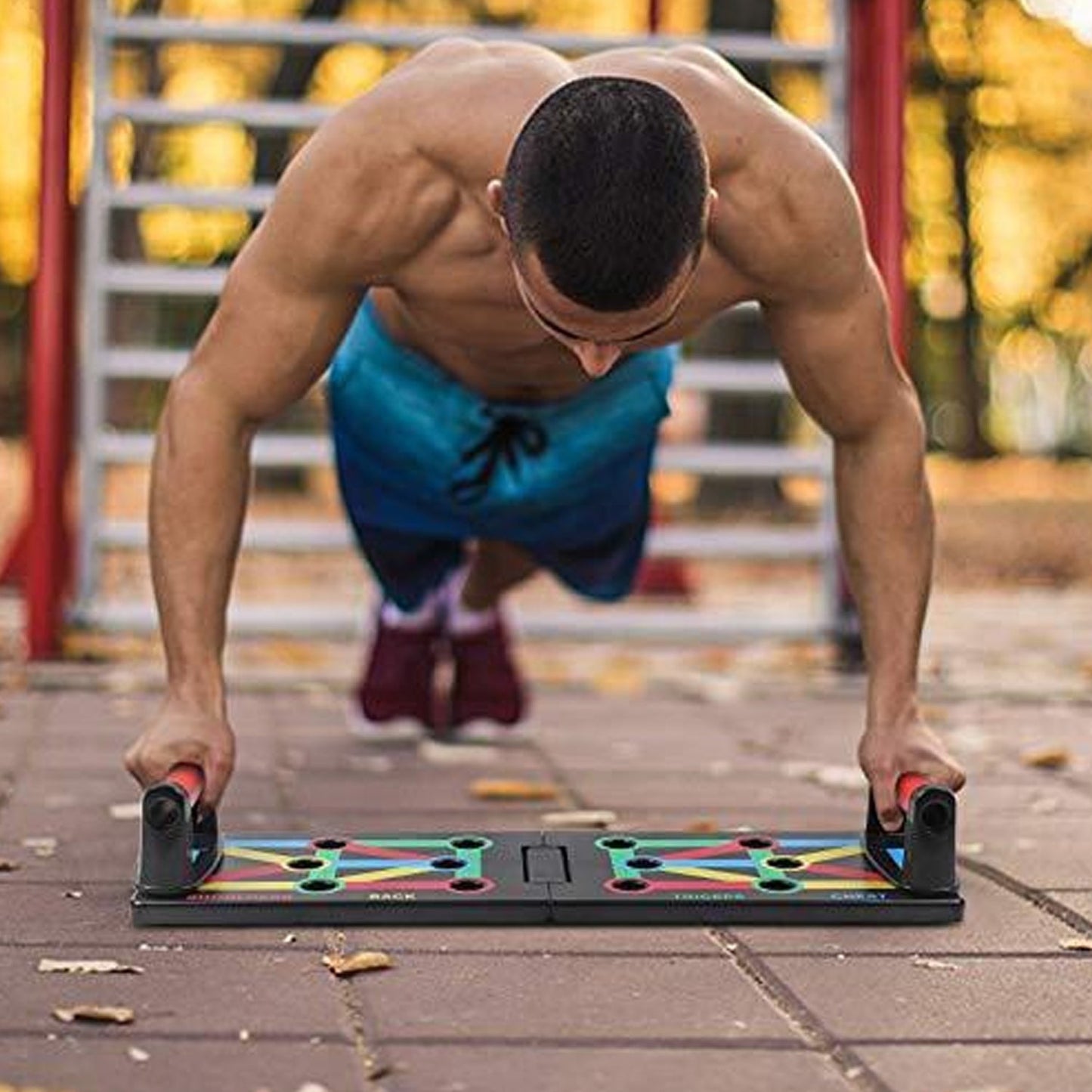 6650  Body Building Portable Push Up Board System with Strong Grip Handle for Chest Press, Gym & Home Exercise, Strength Training, Dips/Push Up Stand for Men & Women DeoDap
