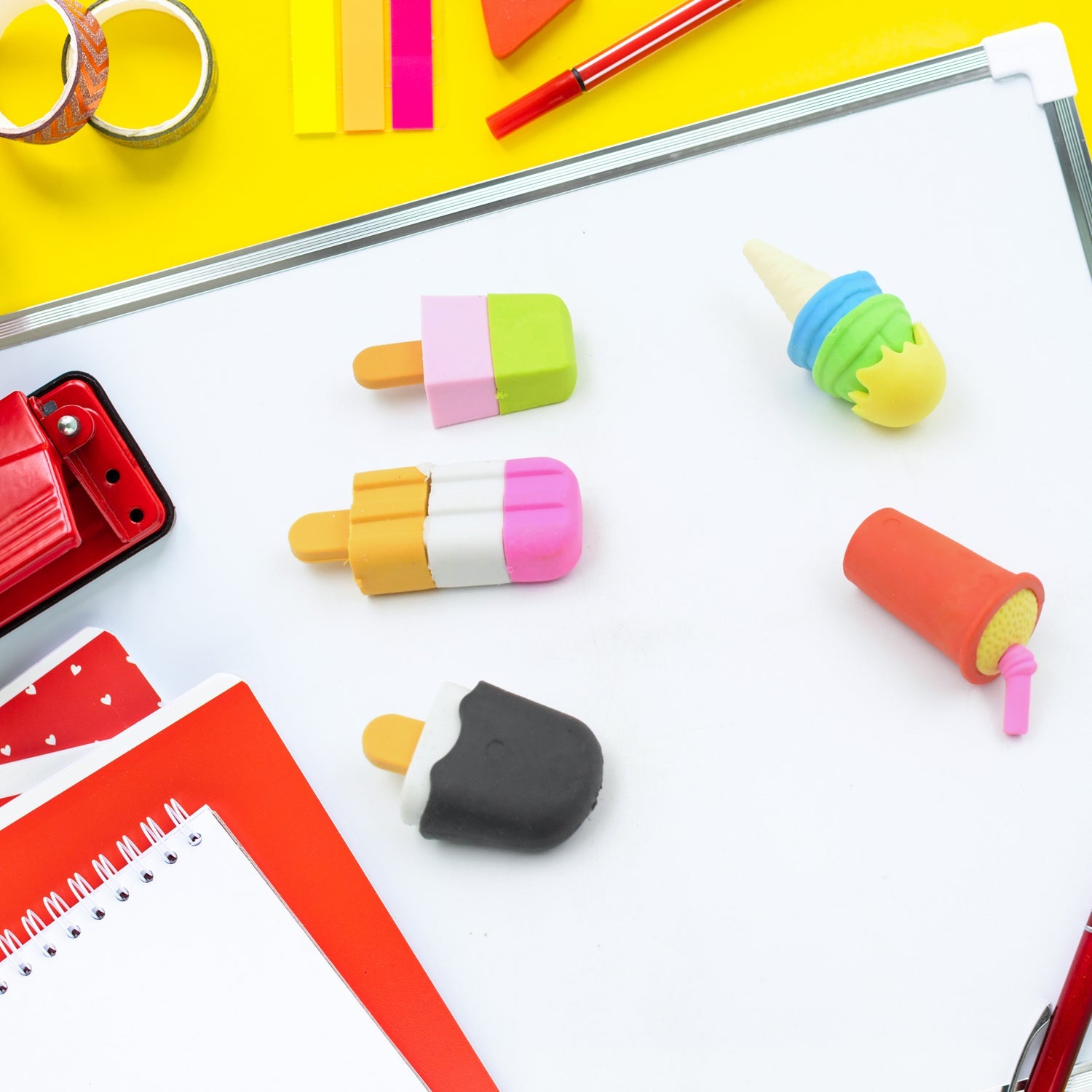 Stationary Kit Fancy & Stylish Colorful Erasers, Mini Eraser Creative Cute Novelty Eraser for Children Different Designs Eraser Set for Return Gift, Birthday Party, School Prize, Football & Icecream Set Eraser (9 pc & 5 Pc Set)