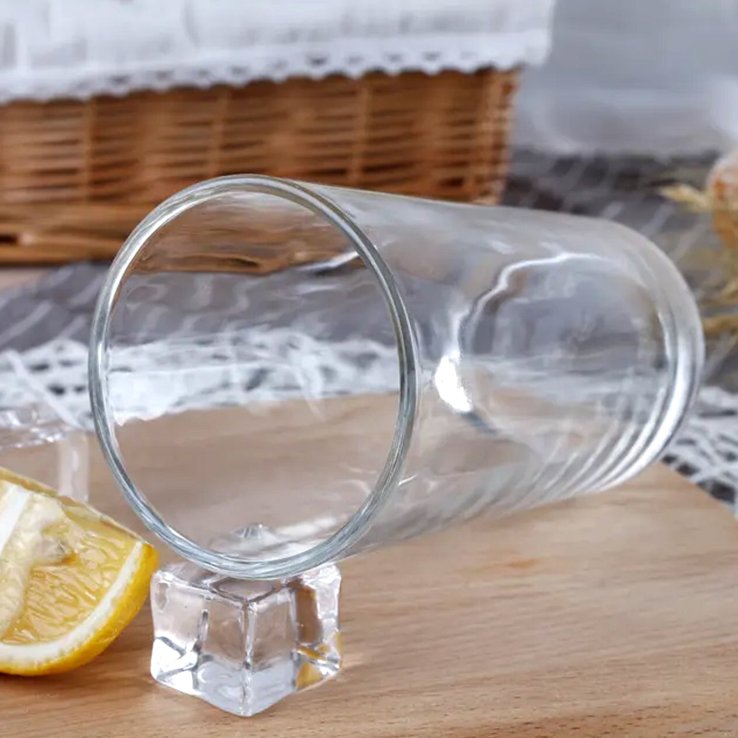 7143 Round Clear Plastic Water Glass Juice Beer Wine Plastic Unbreakable Transparent Glass Set ( 300ml 6pc ) DeoDap