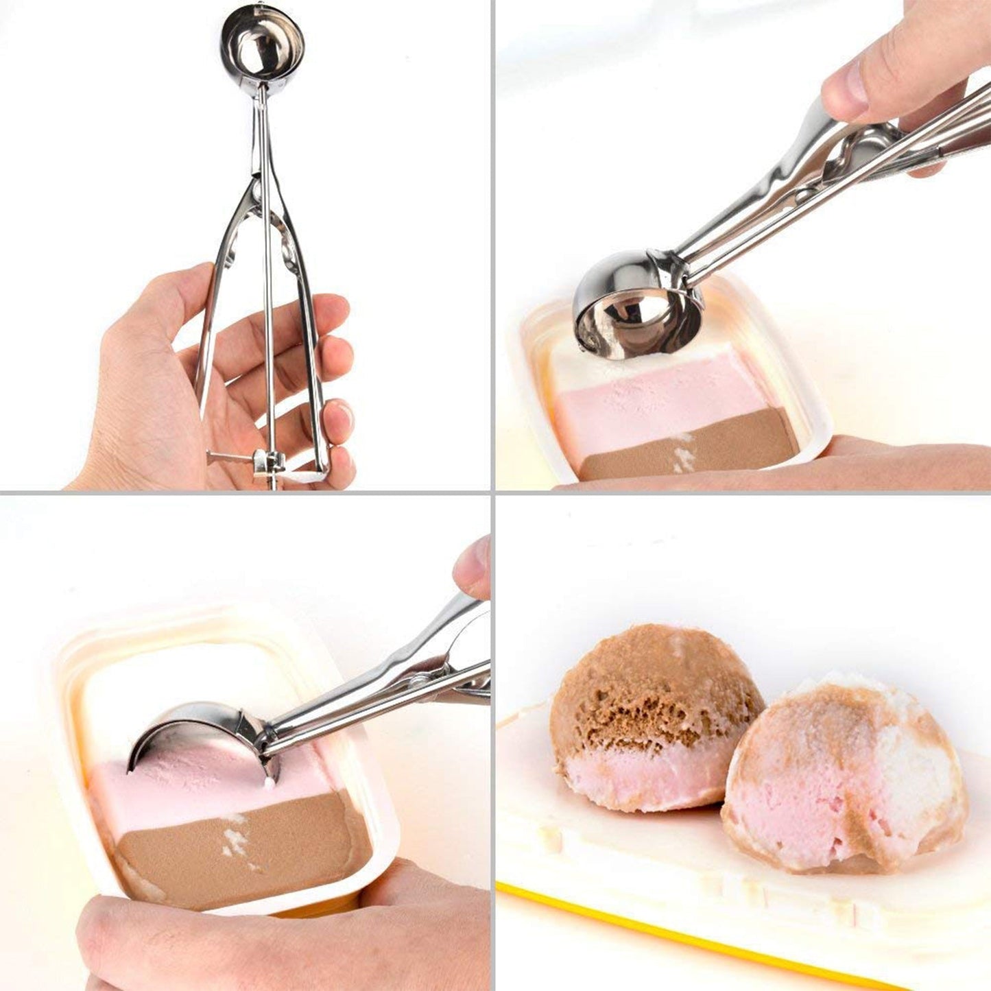 2523A Ice Cream Serving Scoop | Stainless Steel Premium Quality Ice Cream Serving Spoon Scooper with Trigger Release ( Small ) DeoDap