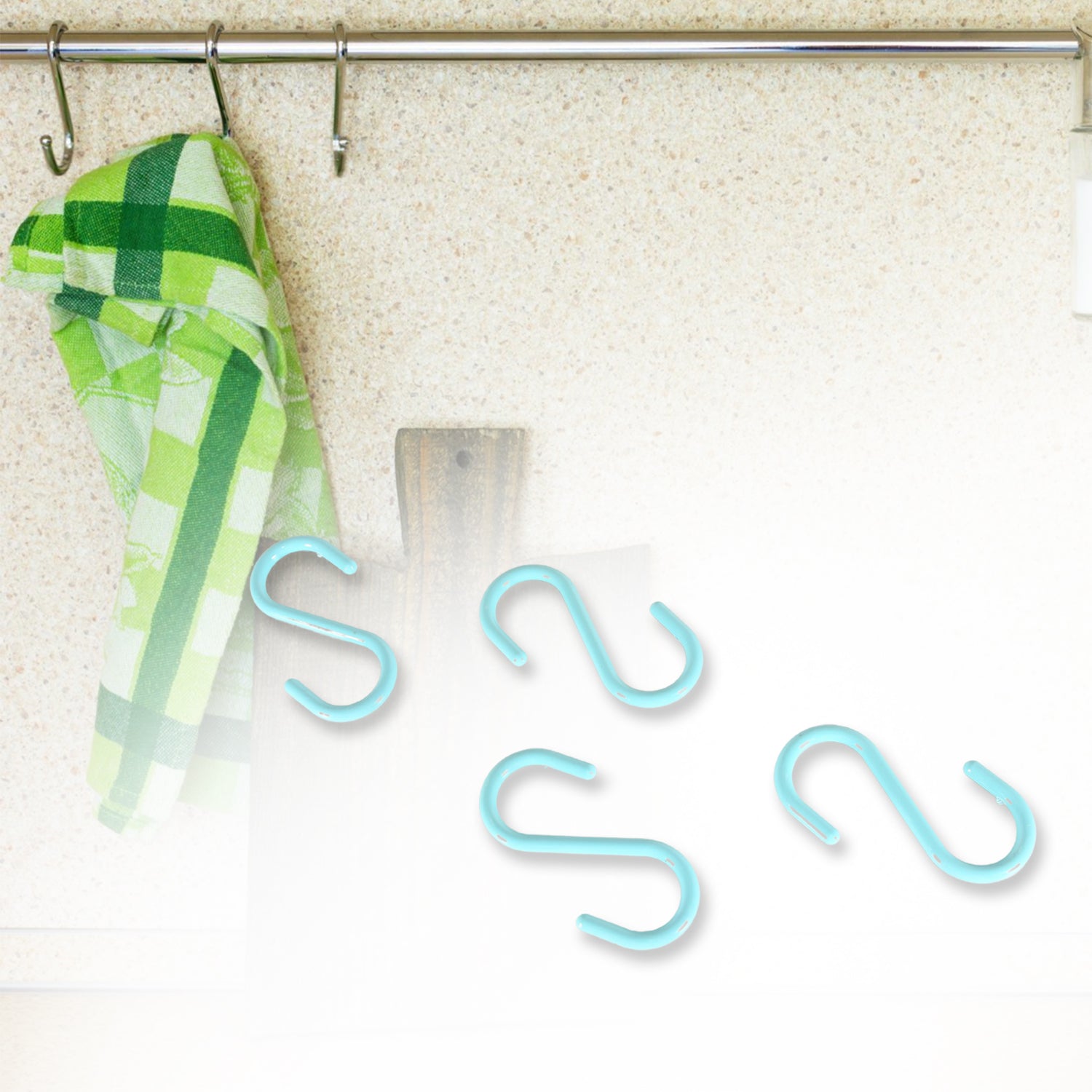 17537 Plastic S Shaped Hook Hanger S Hanging Hooks Towel Clothes Hook for Spoon Pan Pot Towel in Kitchen Bedroom Bathroom Office (4 Pcs Set)