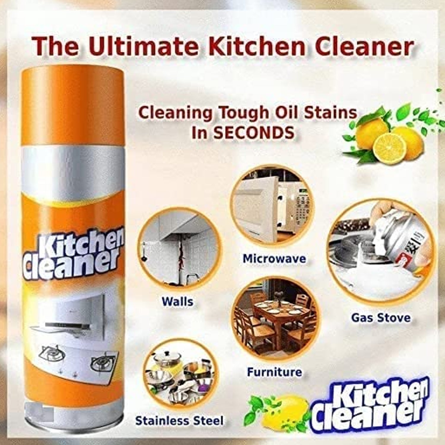 1331 Multipurpose Bubble Foam Cleaner Kitchen Cleaner Spray Oil & Grease Stain Remover Chimney Cleaner Spray Bubble Cleaner All Purpose Foam Degreaser Spray (500 Ml) DeoDap