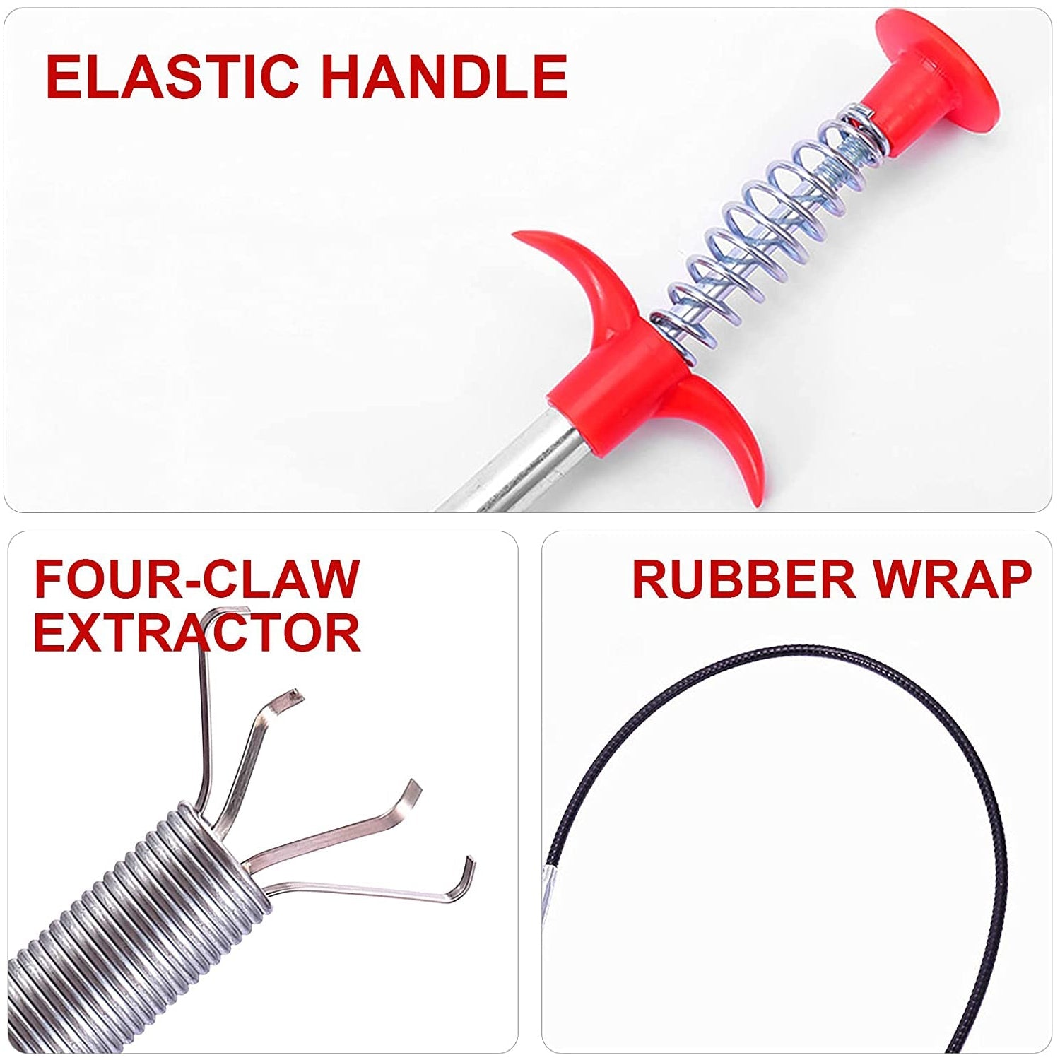 1622 Multifunctional Cleaning Claw Pilpe Cleaner Drainage Block Remover Drain Spring Pipe Dredging Tool, Drain Cleaning Tool for Hair Drain Drain Cleaner Sticks drain pipe clearer ( 90 Cm)