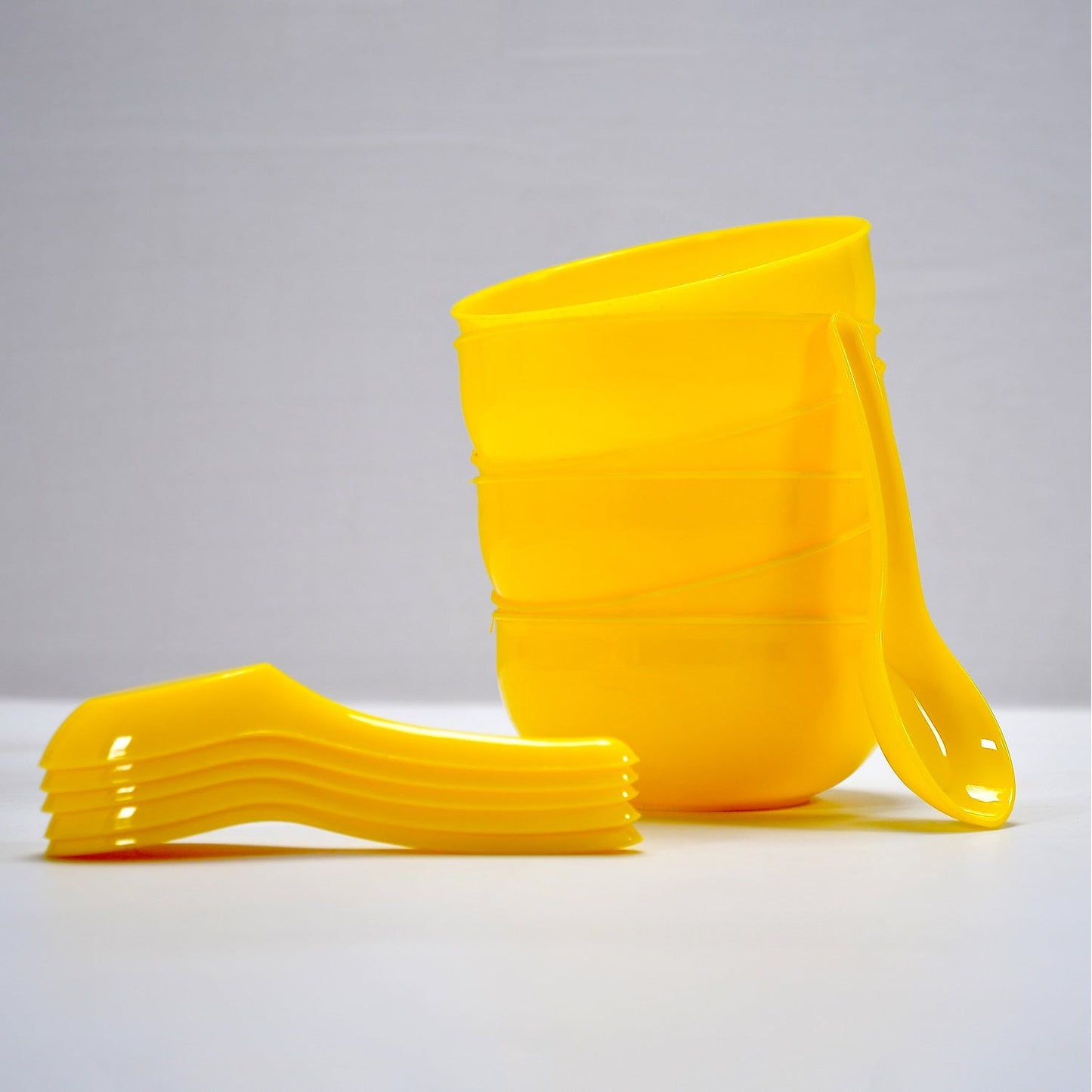 5105 Soup Bowl Spoon Set Plastic For Kitchen & Home Use DeoDap
