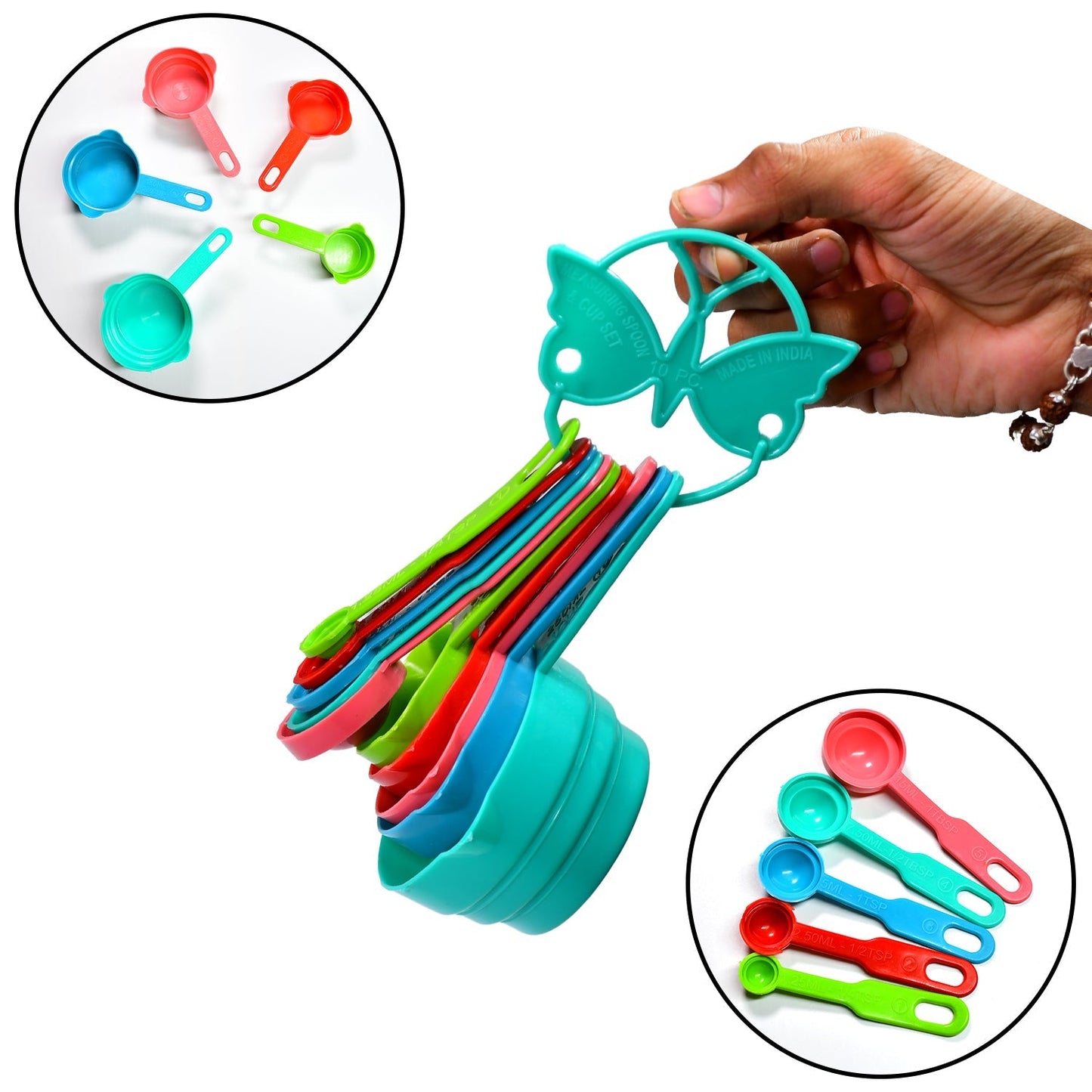 2906 10Pcs Plastic Measuring Spoons and Cups Set for Home Kitchen Cooking. DeoDap