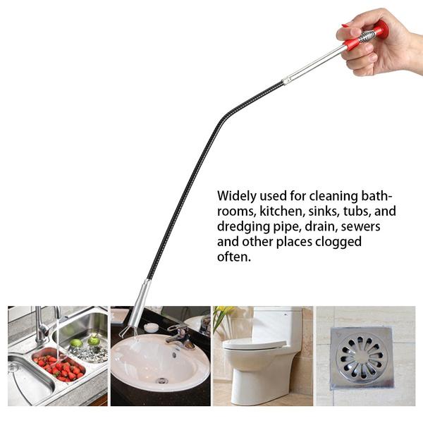 9127 Metal Wire Brush Hand Kitchen Sink Cleaning Hook Sewer Dredging Device (160 cm) DeoDap