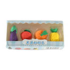 8760 Mini Cute Vegetables and Fruits Erasers or Pencil Rubbers for Kids, 1 Set Fancy & Stylish Colorful Erasers for Children, Eraser Set for Return Gift, Birthday Party, School Prize, 3D Erasers  (4 pc Set)