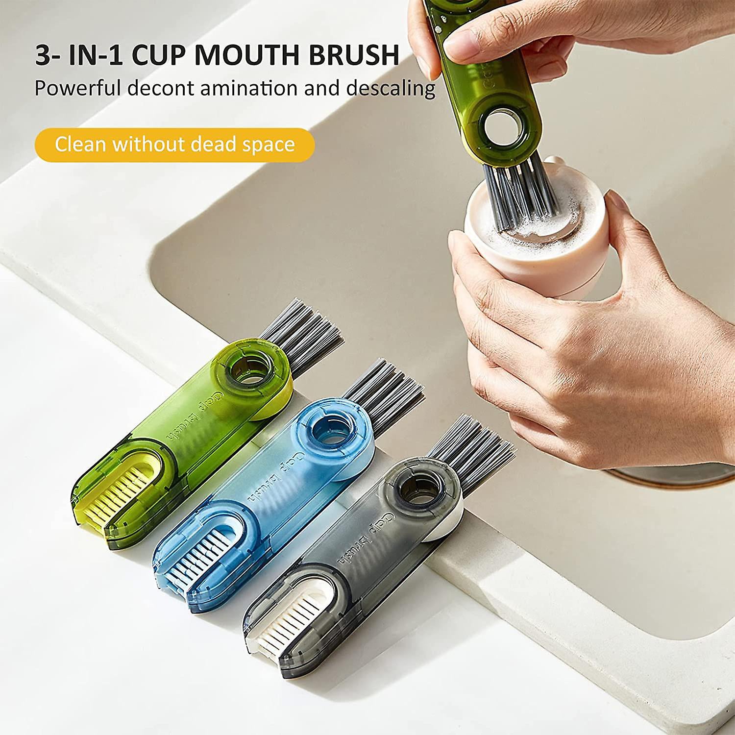 12687 3in1 Multifunctional Cleaning Brush, Bottle Cleaning Brush, Cup Cleaner Brush, for Bottle Cup Cover Lid Home Kitchen Cleaning Tool (1 Pc)