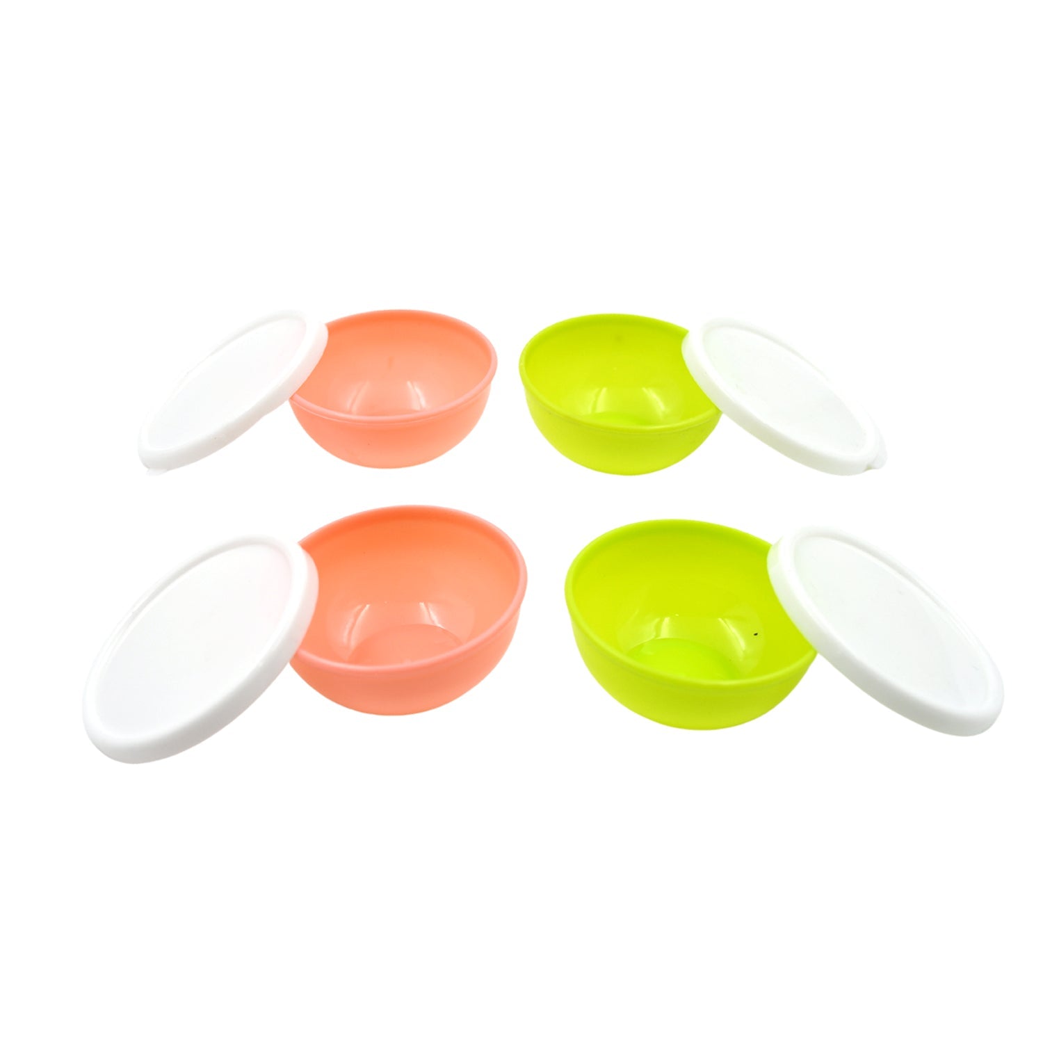 5558 Multipurpose Small Round Plastic Bowl / Katori With Lid, Microwave Safe Reusable Lightweight Bowl, Dishwasher Safe Chutney Bowl (4 Pcs Set)