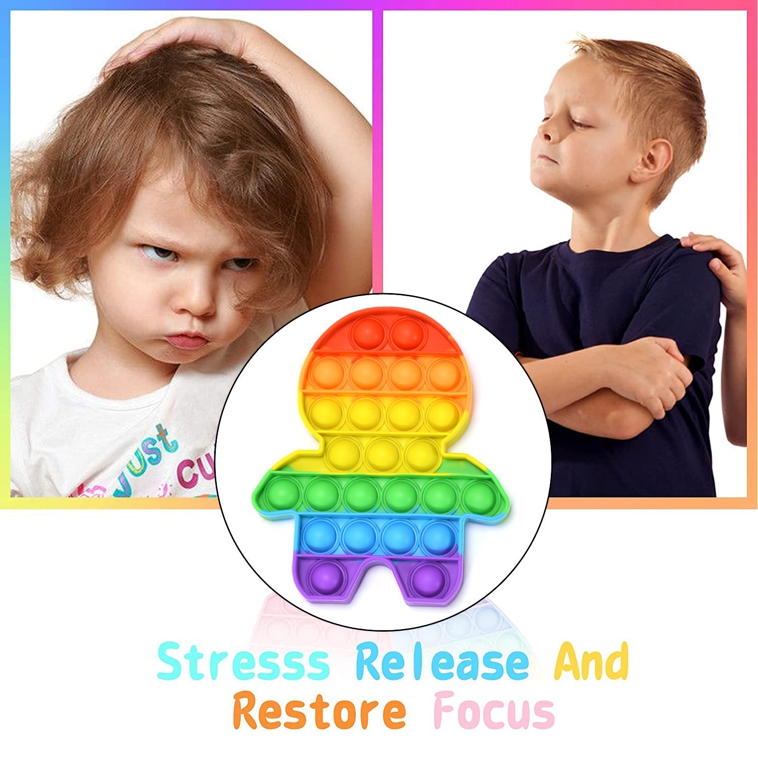 4477 Human Pop It Fidget Push Pop Bubble Fidget Sensory Silicone Stress Relief Sensory Toy for Kids and Adults DeoDap