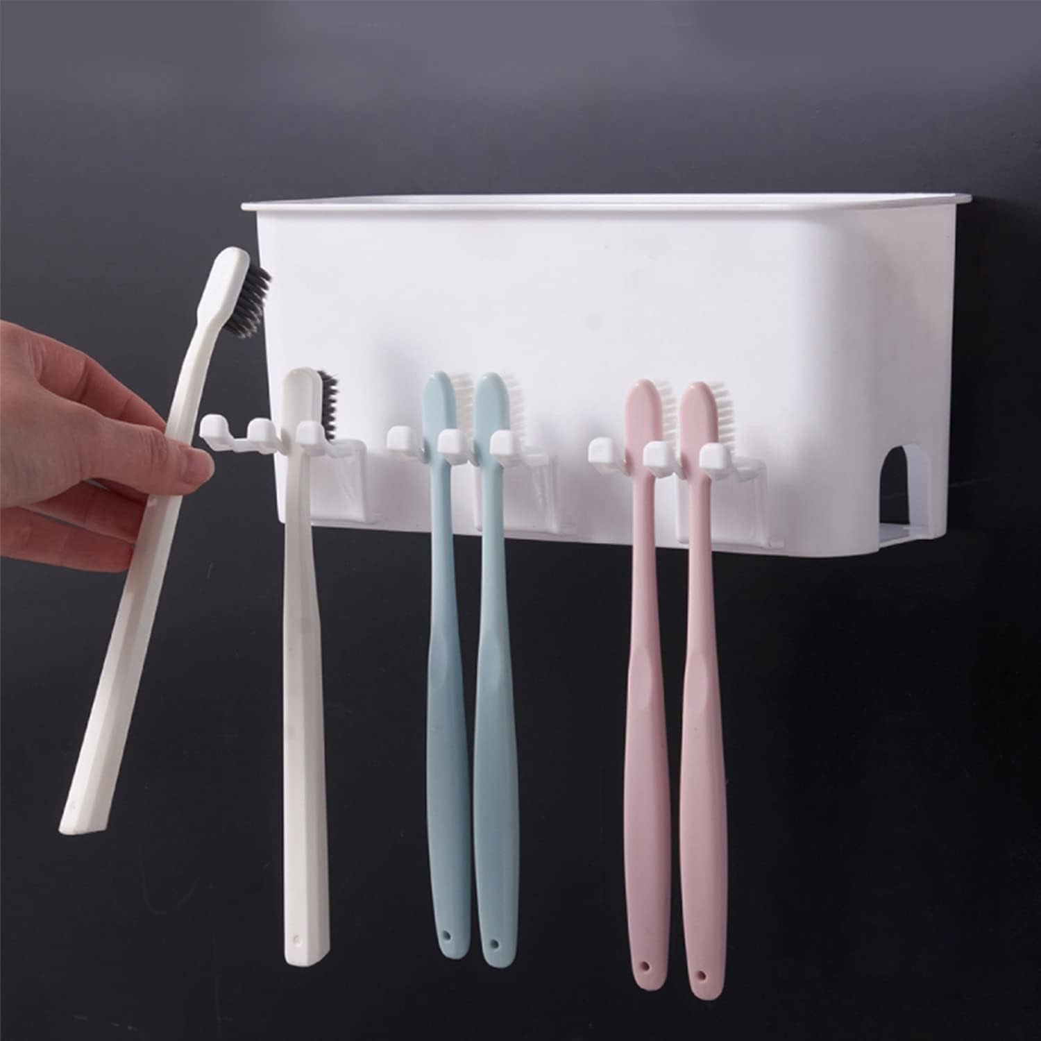Wall Mount Toothbrush Holder with 3 & 2 Cups Automatic Toothpaste Holder Multi-Functional Kids Favorite Candy Toothbrush Holder Bathroom Accessories Organizer Rack