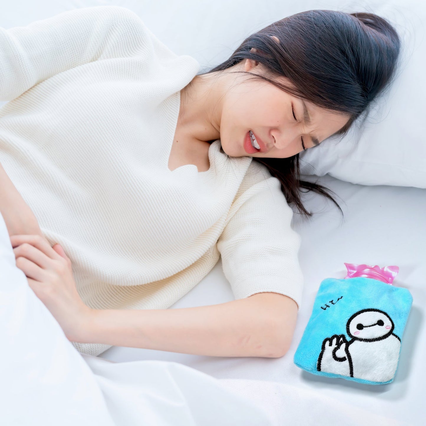 6525 Blue Baymax small Hot Water Bag with Cover for Pain Relief, Neck, Shoulder Pain and Hand, Feet Warmer, Menstrual Cramps. DeoDap