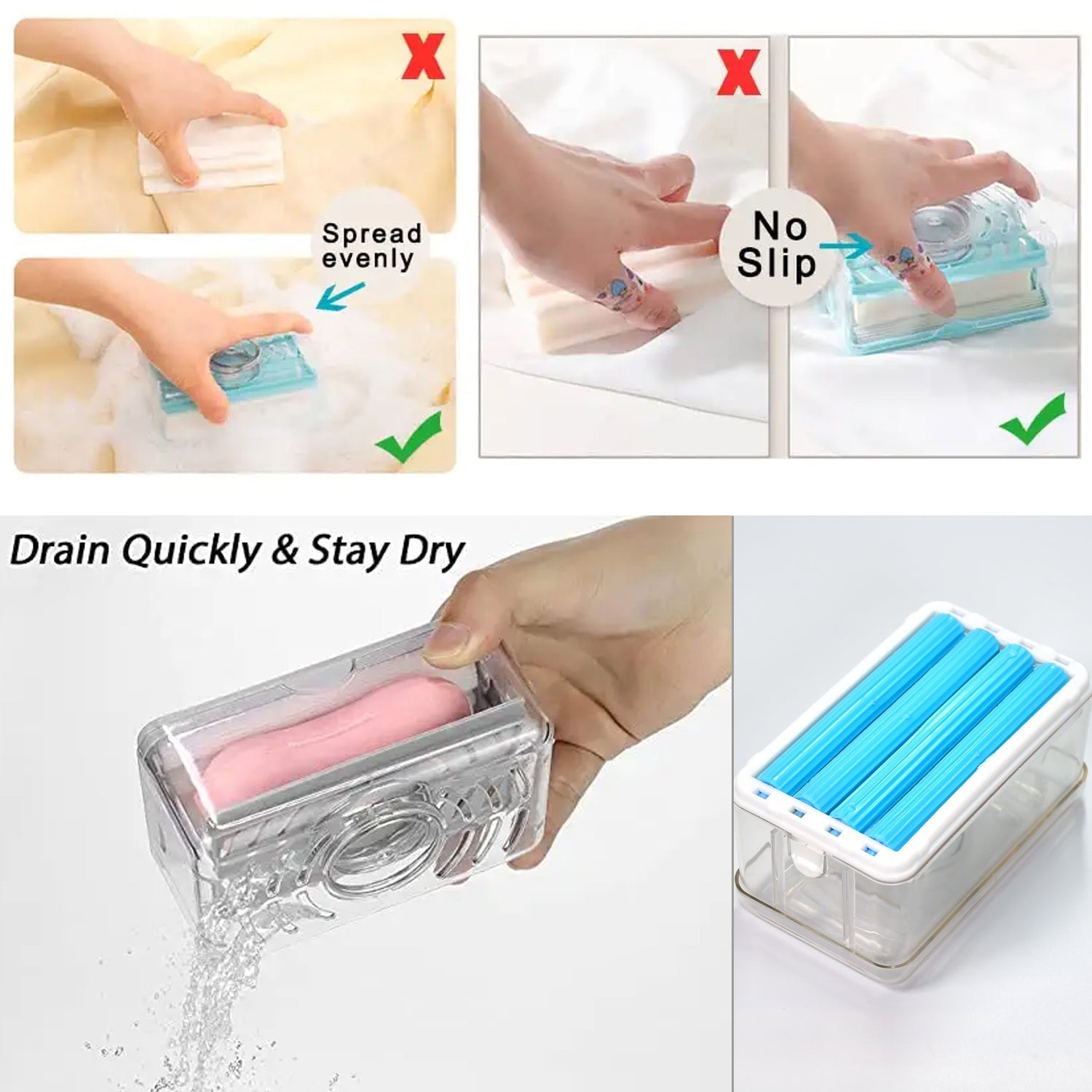 6296B 2-in-1 Portable Soap Roller Dish & Soap Dispenser with Roller and Drain Holes, Multifunctional Soap Holder Foaming Soap Bar Box for Home, Kitchen, Bathroom DeoDap