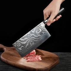 5735 Stainless Steel Chef Damascus Cleaver Vegetable Knife with Plastic Handle & Cover, Multipurpose Use for Kitchen or Restaurant (12 Inch)