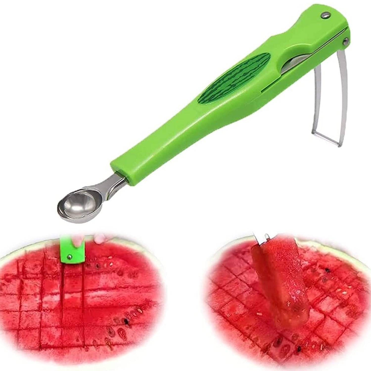 2814 Stainless Steel Fruit Scooper Seed Remover Melon Baller Carving Knife Double Sided Melon Baller for Watermelon Ice Cream. DeoDap