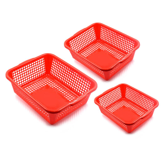5943 Plastic 3 Pieces Kitchen Large Size Dish Rack Drainer Vegetables and Fruits Washing Basket Dish Rack Multipurpose Organizers