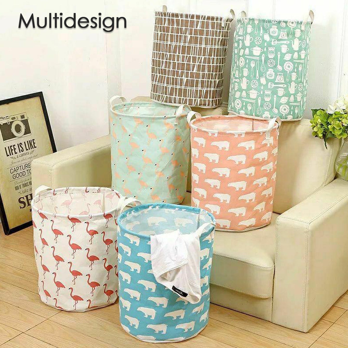 6276 Durable and Collapsible Laundry storage Bag with Handles Clothes & Toys Storage Foldable Laundry Bag for Dirty Clothes. DeoDap