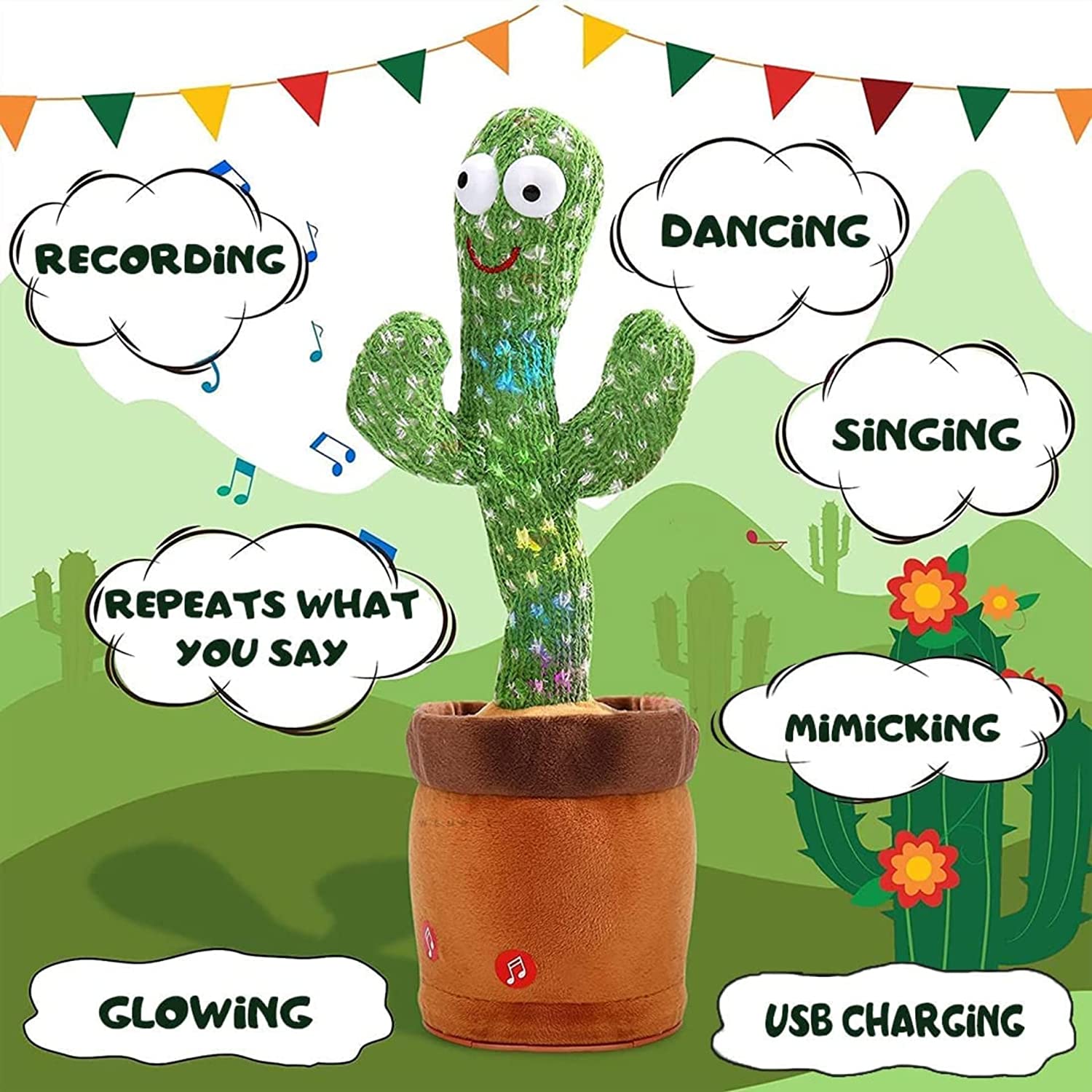 8047L  Dancing Cactus Talking Toy, Chargeable Toy (loose) DeoDap