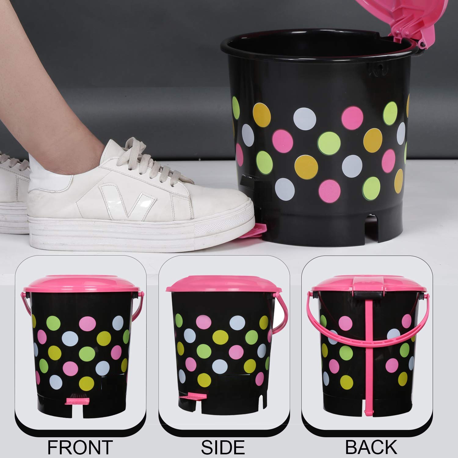 9015 Printed Pedal Bin used for storing garbage and waste products and it would use in all kinds of places like household and official etc. DeoDap