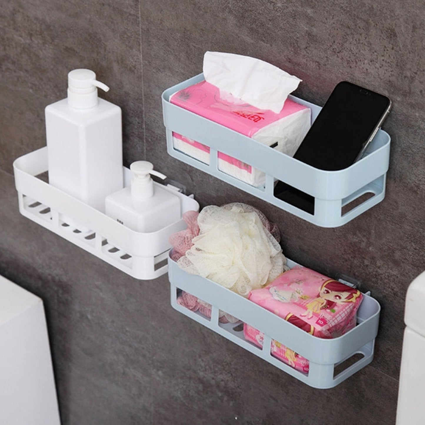 4029 ABS Plastic Shower Corner Caddy Basket Shelf Rack with Wall Mounted Suction Cup for Bathroom Kitchen DeoDap