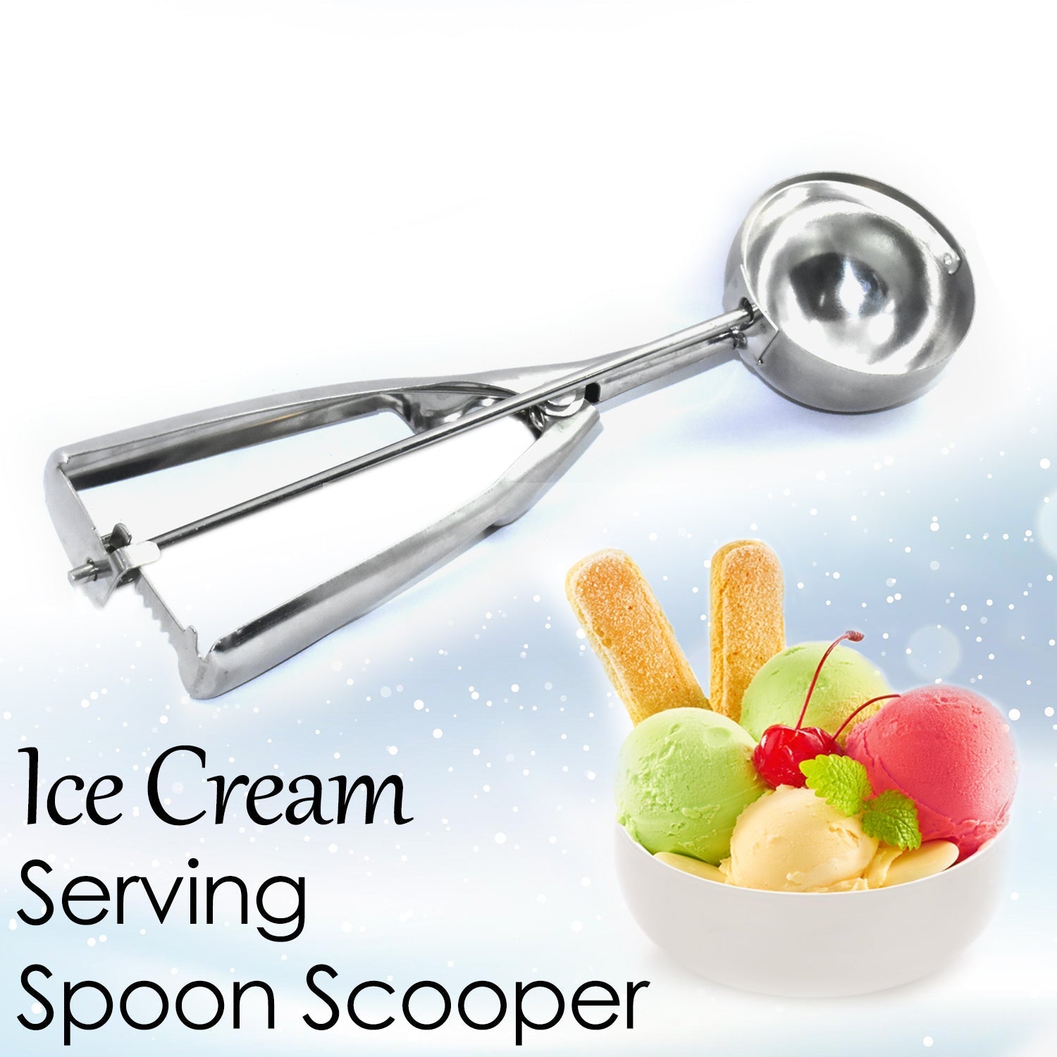 2523B Ice Cream Serving Scoop | Stainless Steel Premium Quality Ice Cream Serving Spoon Scooper with Trigger Release DeoDap