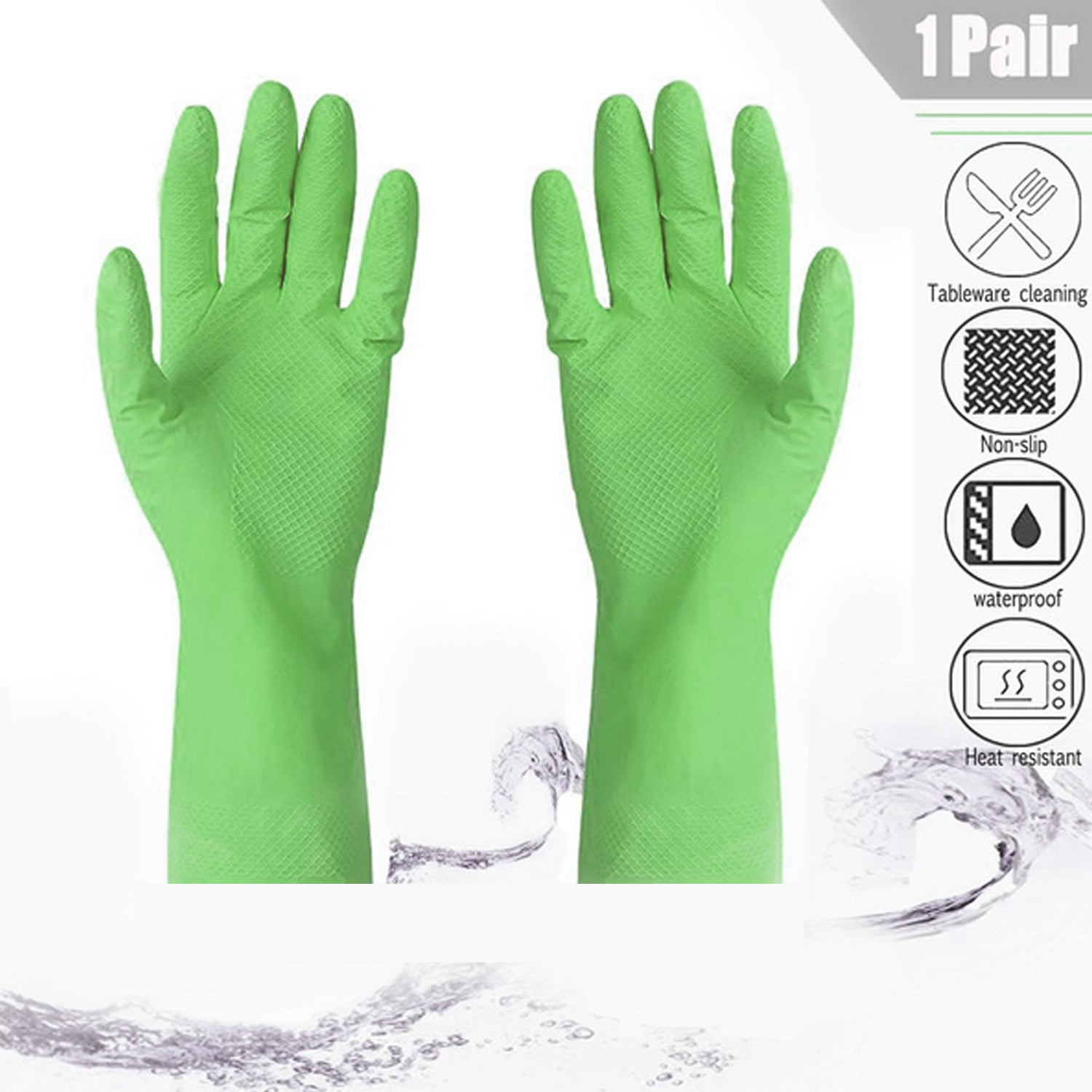 0653 Multipurpose cleaning rubber hand gloves (green) 1 PC DeoDap