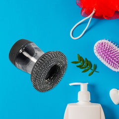 4921 Soap Dispensing Palm Brush Washing Liquid Dish Brush Soap Pot Utensils with Dispenser Cleaning DeoDap
