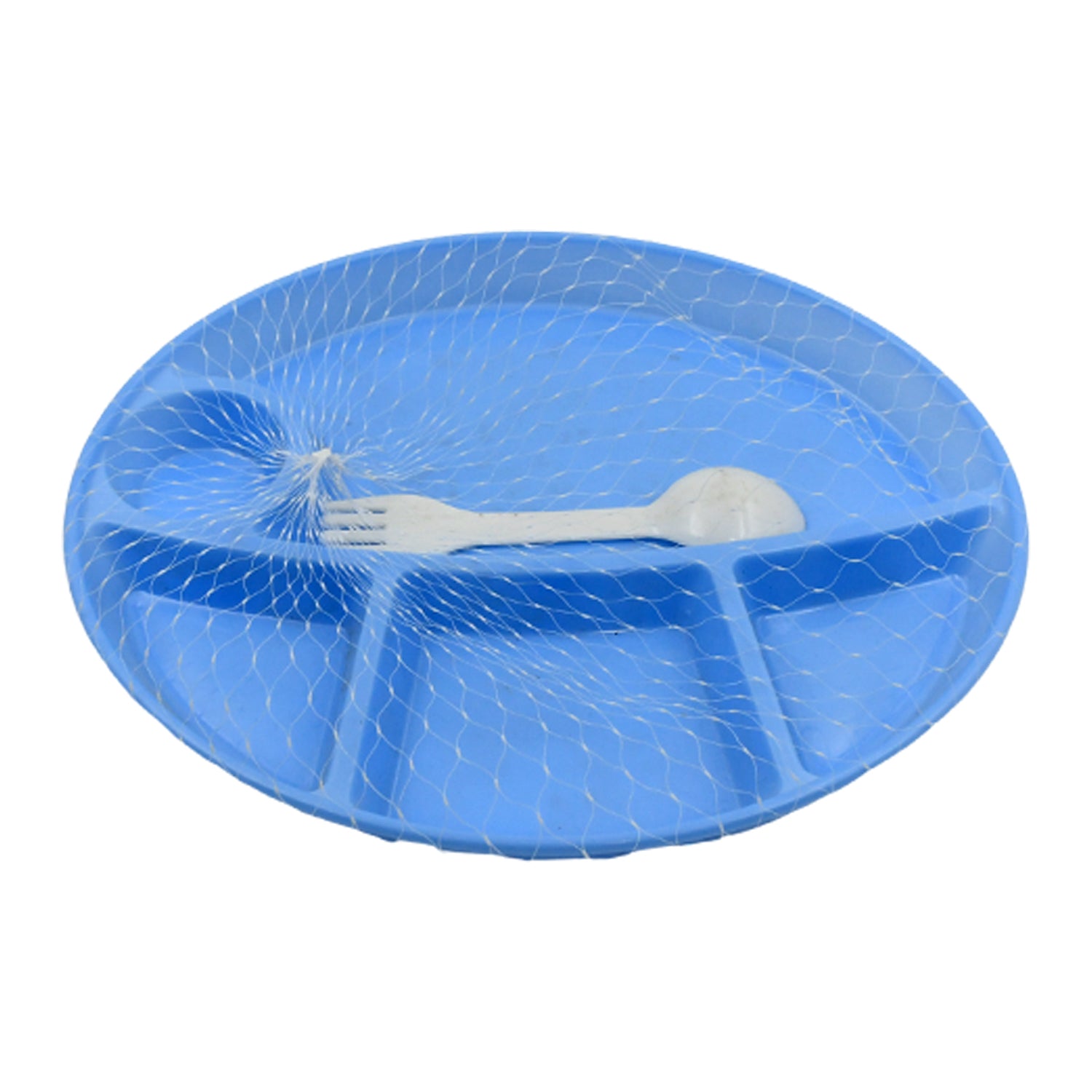 5577 Plastic Food Plates / Biodegradable 5 Compartment Plate With Spoon for Food Snacks / Nuts / Desserts Plates for Kids, Reusable Plates for Outdoor, Camping, BPA-free (1 Pc)
