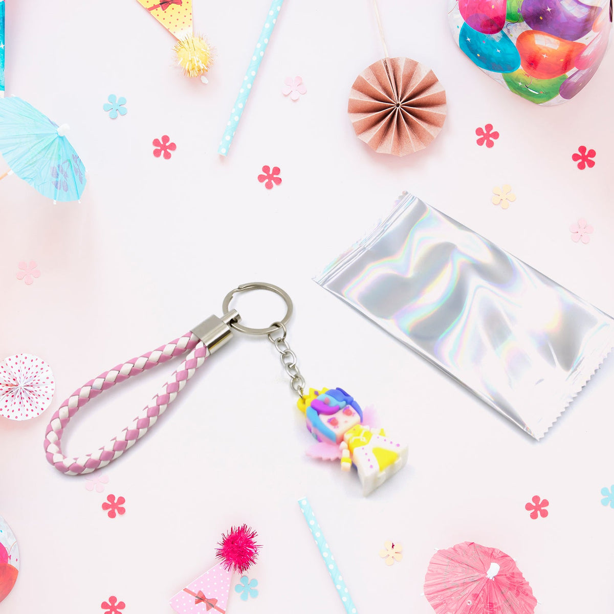 8837 Cute Keychain With Card Gift - Keychain Accessories Key Chain Backpack Charms Car Keys Keychain for Kids Girls, Unicorn Toy and Charm Key- Chain for Bag  / Door Key- Ring / car Key- Ring / Party Favor (Mix Color & Design 1 Pc )