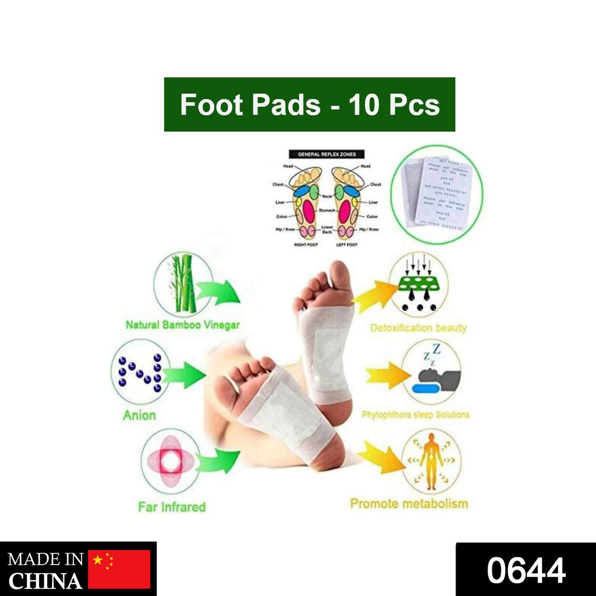 644 kinoki Cleansing Detox Foot Pads, Ginger & salt Foot Patch -10pcs (Free Size, White) DeoDap