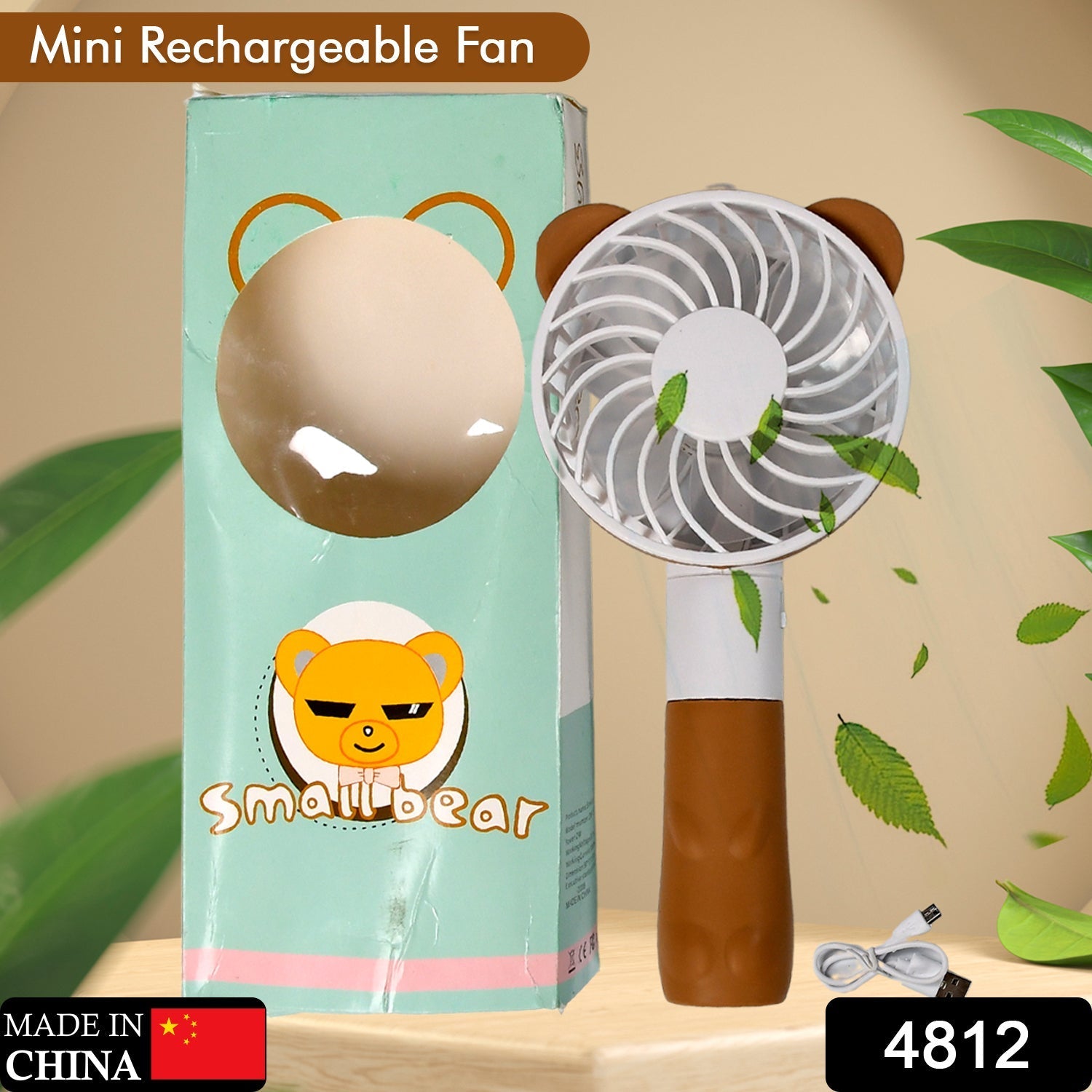 4812 Portable Bear Styled Hand Fan Rechargeable Handheld Fan For Travel , home & Office Use DeoDap
